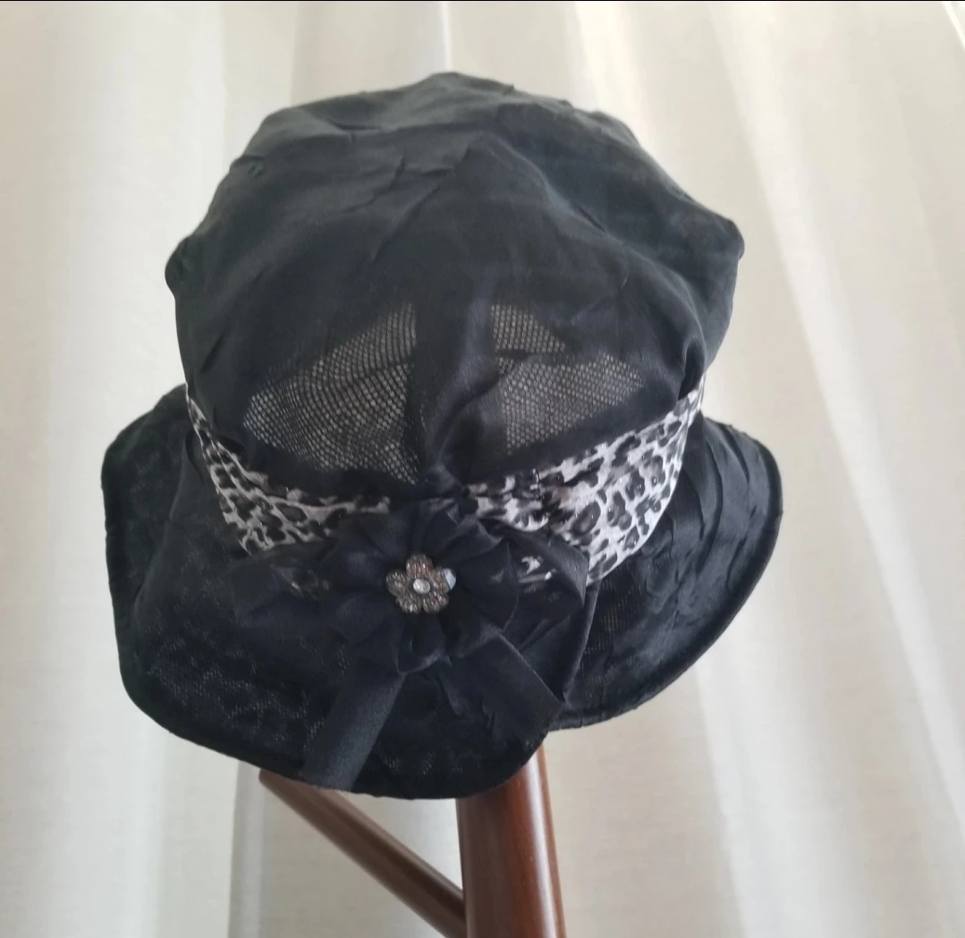 ⚽️ Black Sun Hat with Leopard Print Ribbon - photo 2