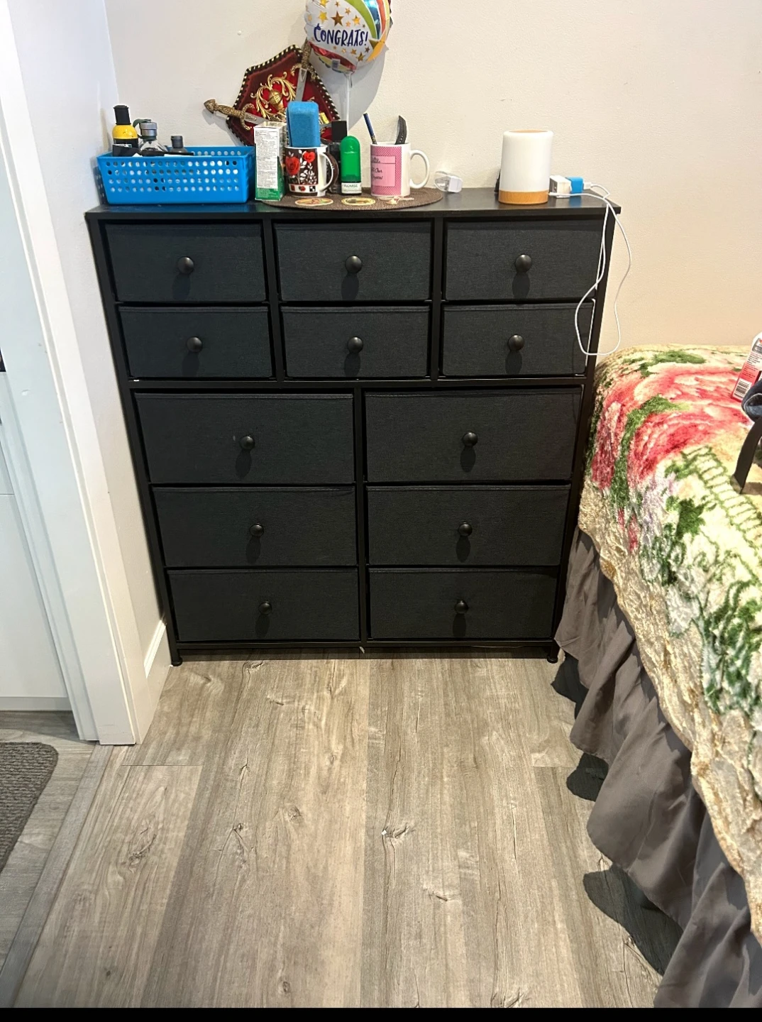 Black 12-Drawer Dresser Storage Unit
