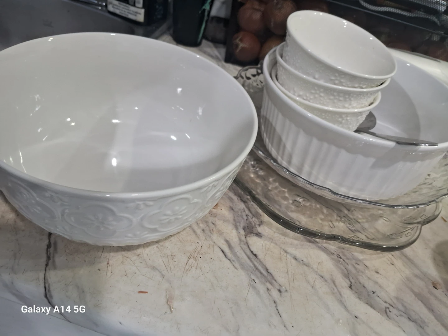 White Embossed Serving Bowl - photo 2