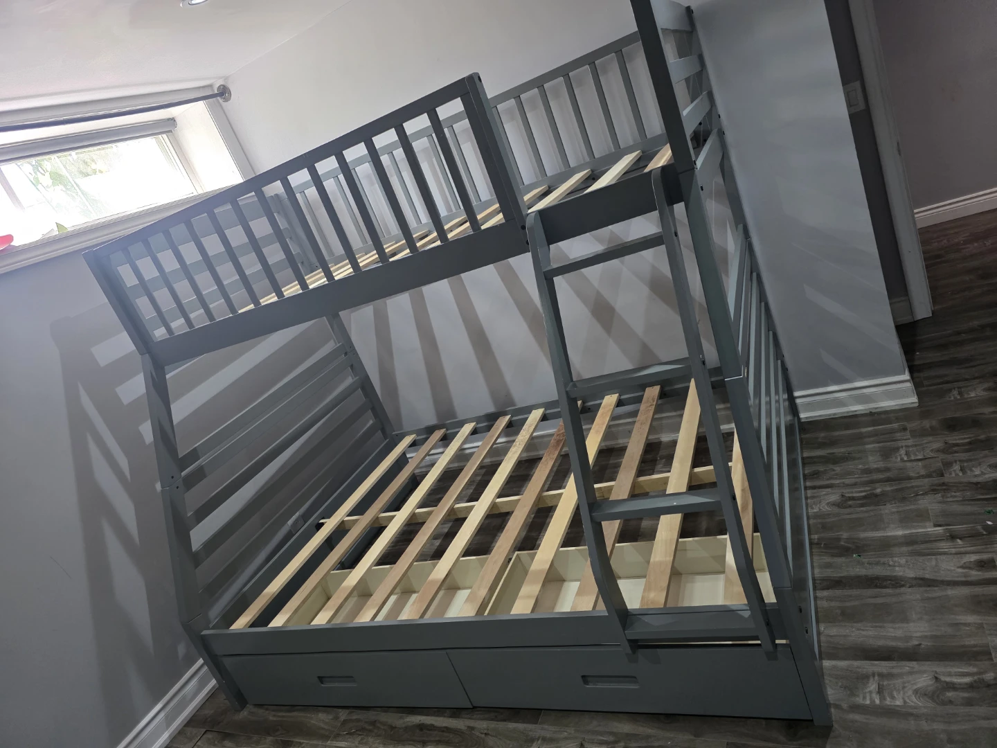 Grey twin over double Bunk Bed with drawers - photo 5