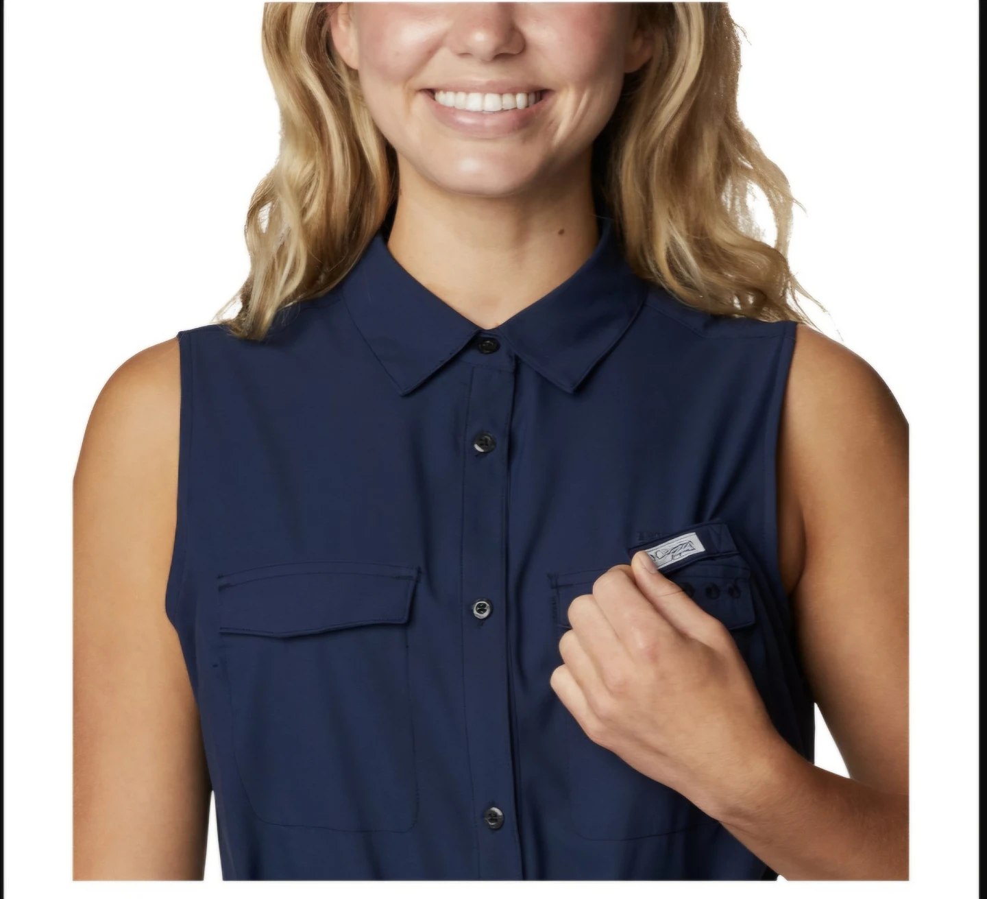Columbia Women's Sleeveless Shirt Dress Navy Navy Blue Large - photo 4