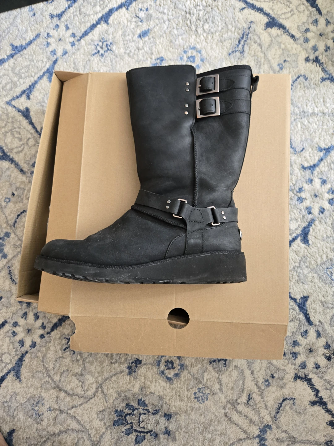 UGG Black Leather Harness Boots size9