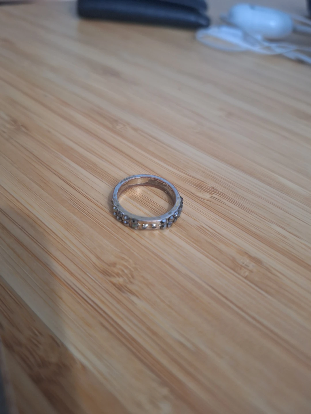Silver-toned ring with stones
