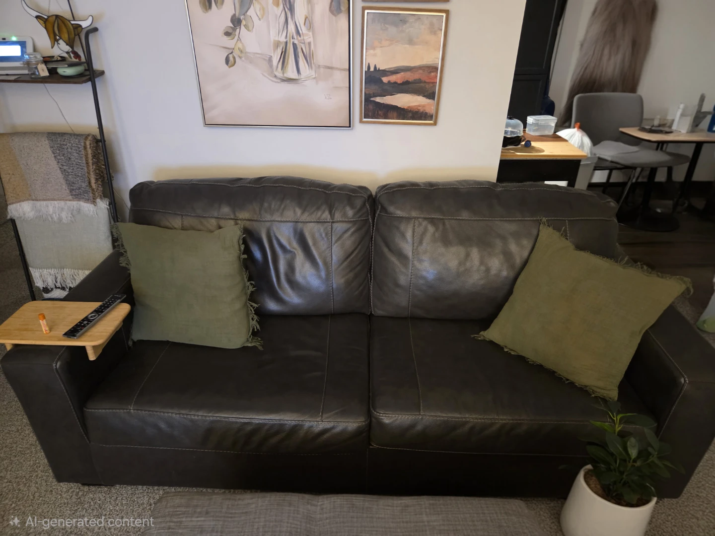 Free Brown Leather Sofa