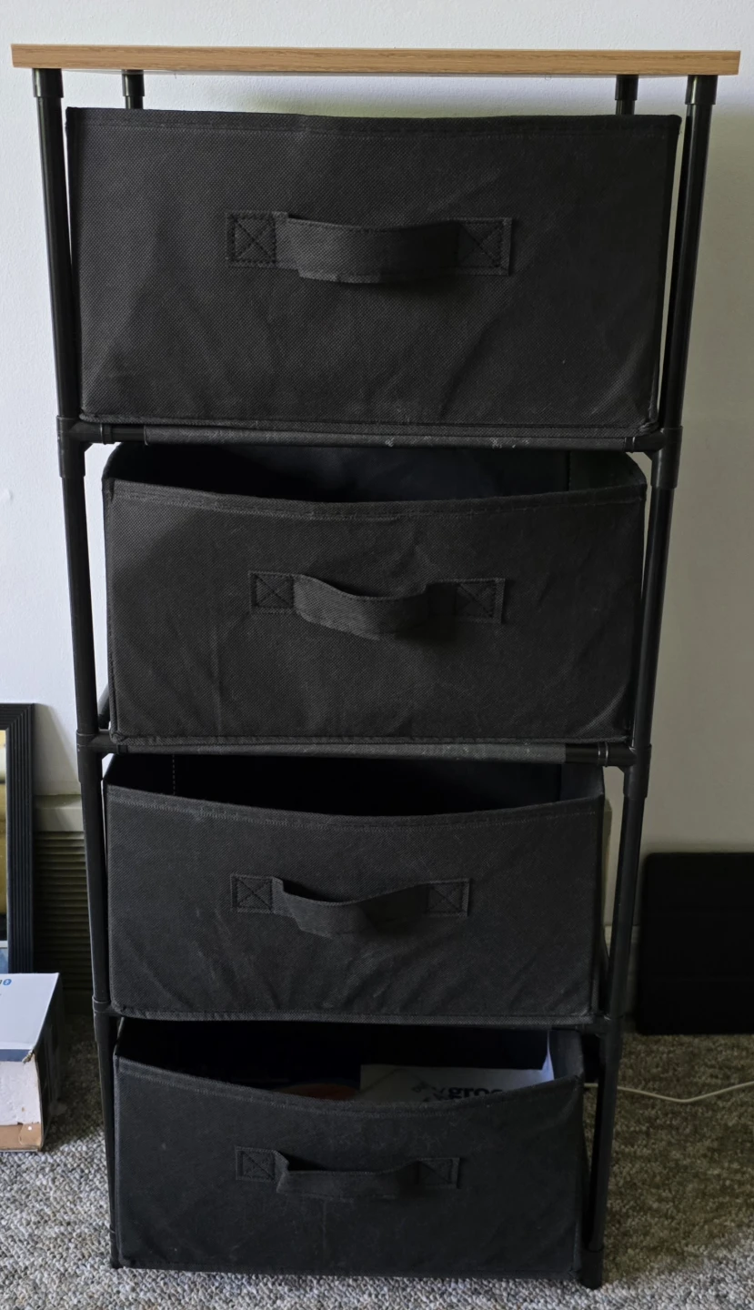 4-Drawer Storage Unit with Wood Top