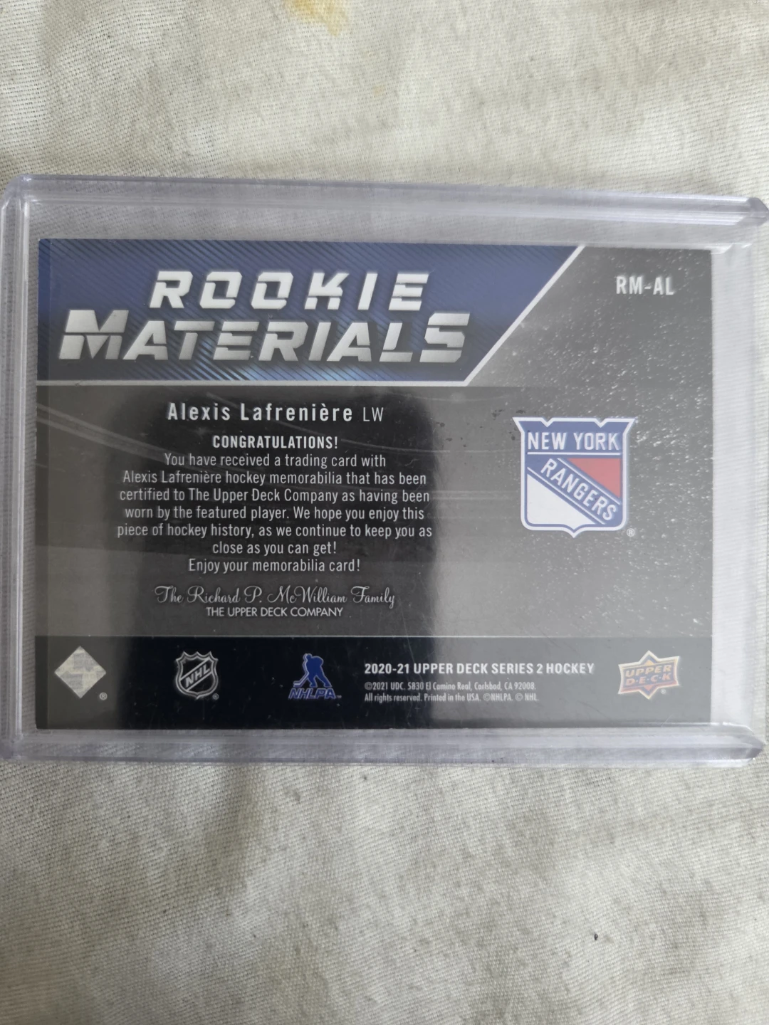 Alexis Lafreniere Rookie Materials Jersey Card - photo 2