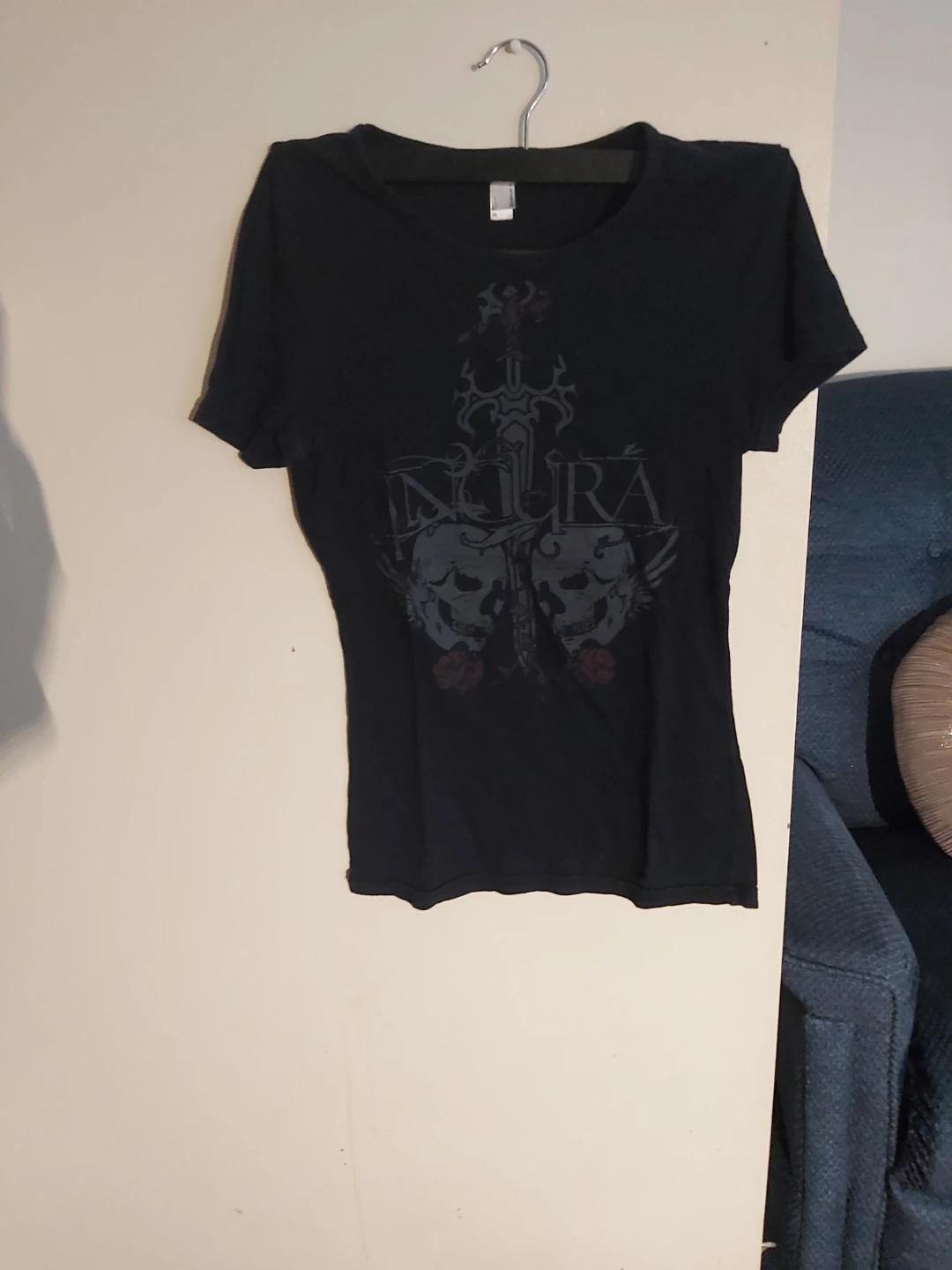 Black T-Shirt with Skull Graphic