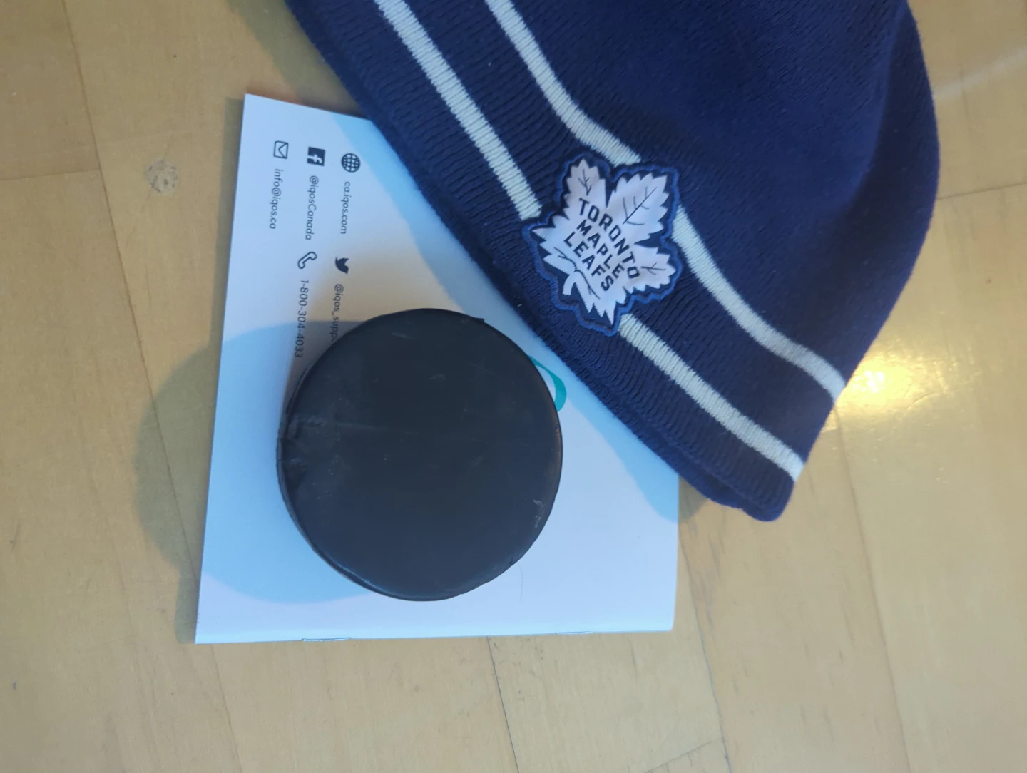 Toronto Maple Leafs Beanie and Hockey Puck