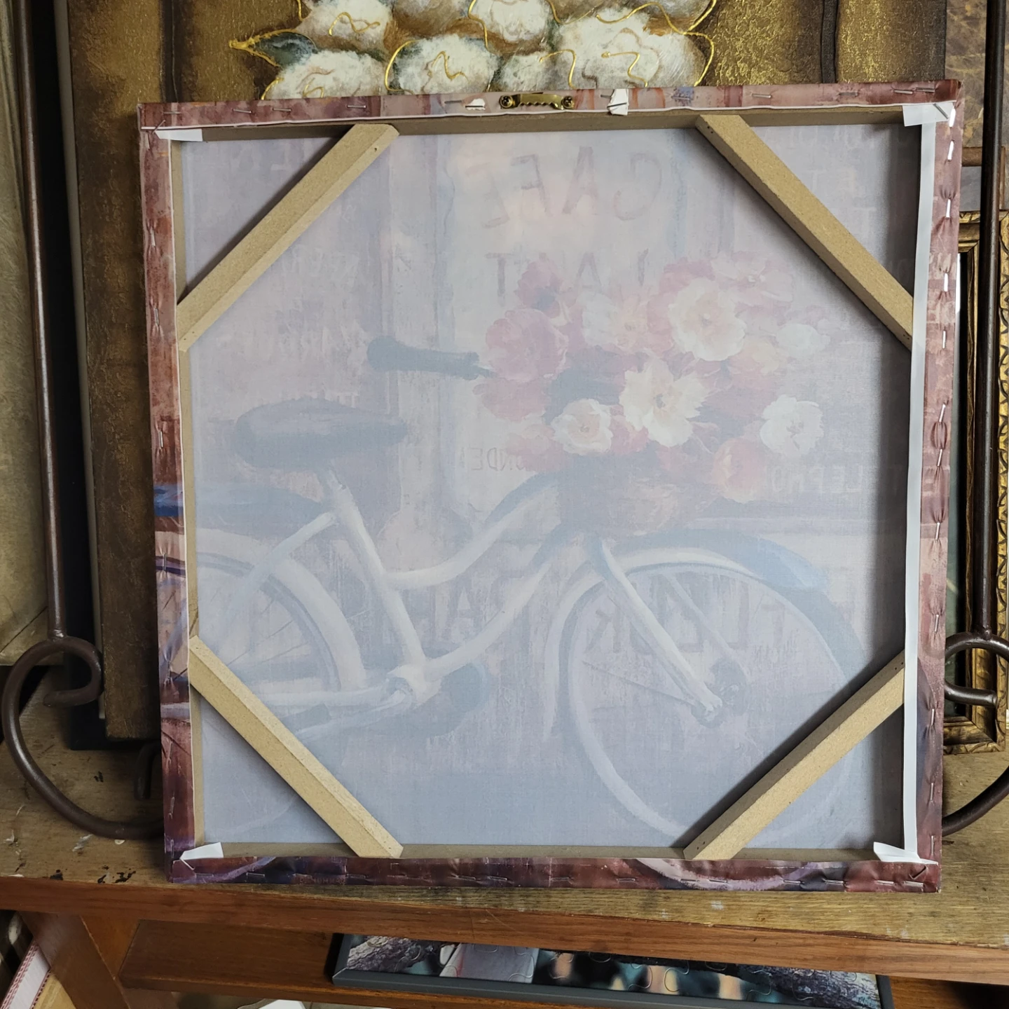 Wall Art Canvas Print - Bicycle with Flowers Cafe Scene - photo 2
