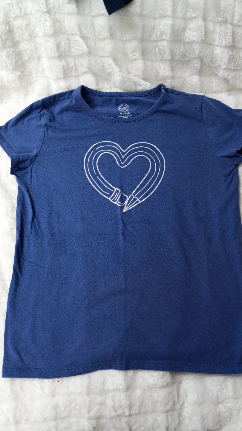 Wonder Nation Girls Blue Heart T-Shirt and Navy Leggings Set - photo 4