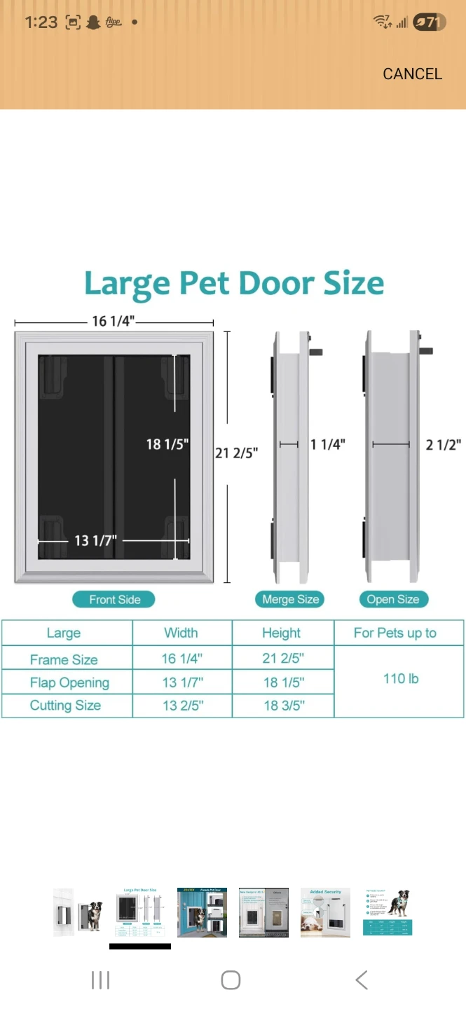 Large Pet Door with Flap for Pets up to 110 lb - photo 2