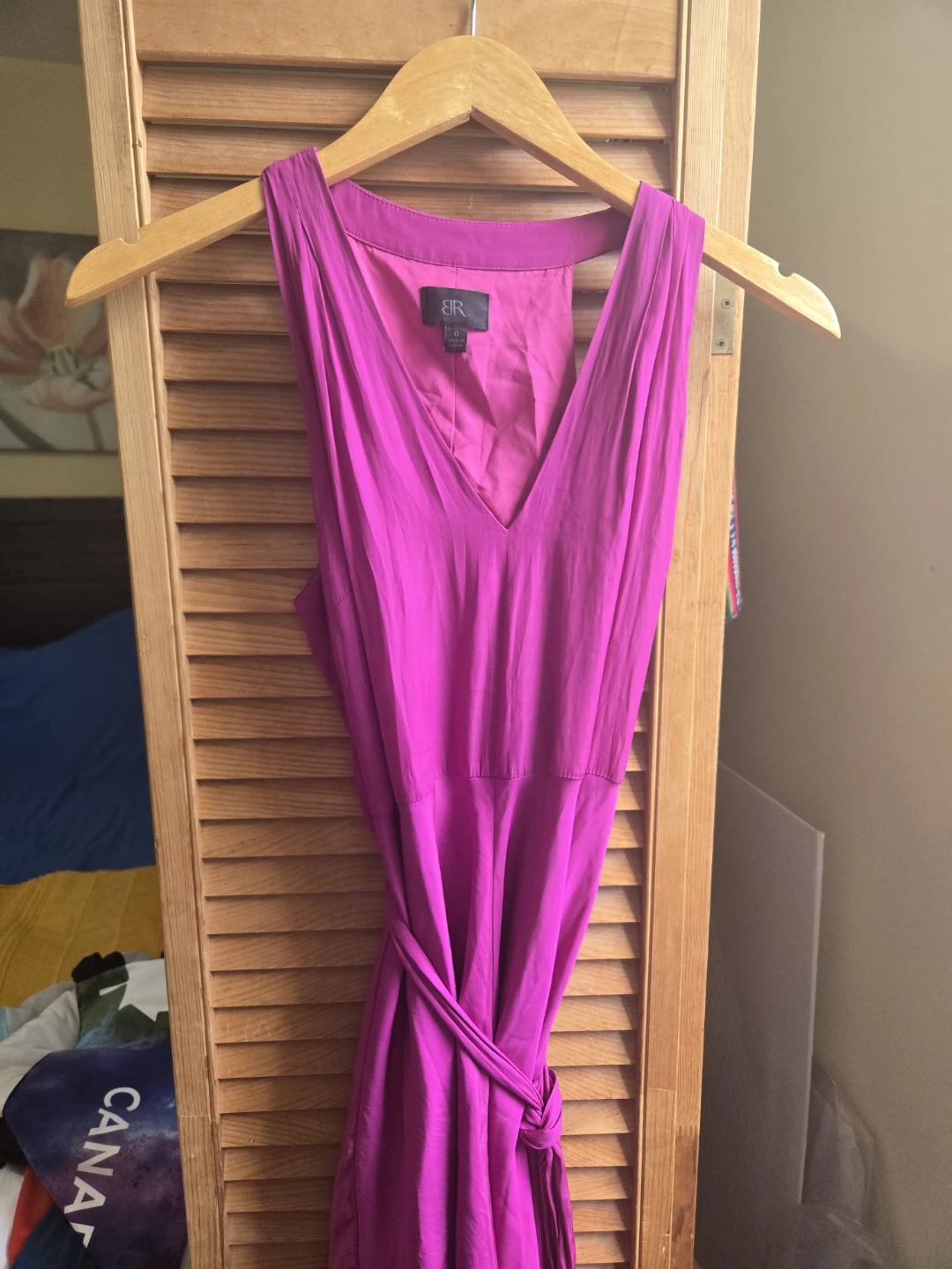Banana Republic Magenta V-Neck High-Low Dress - Size XS