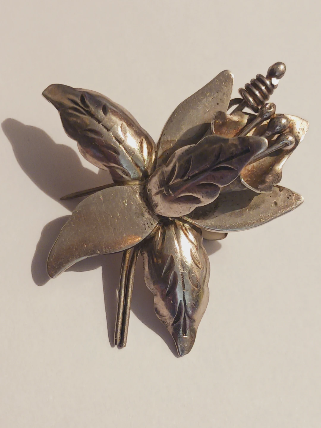TAXCO MEXICO Sterling Silver 925 Orchid Brooch - photo 3