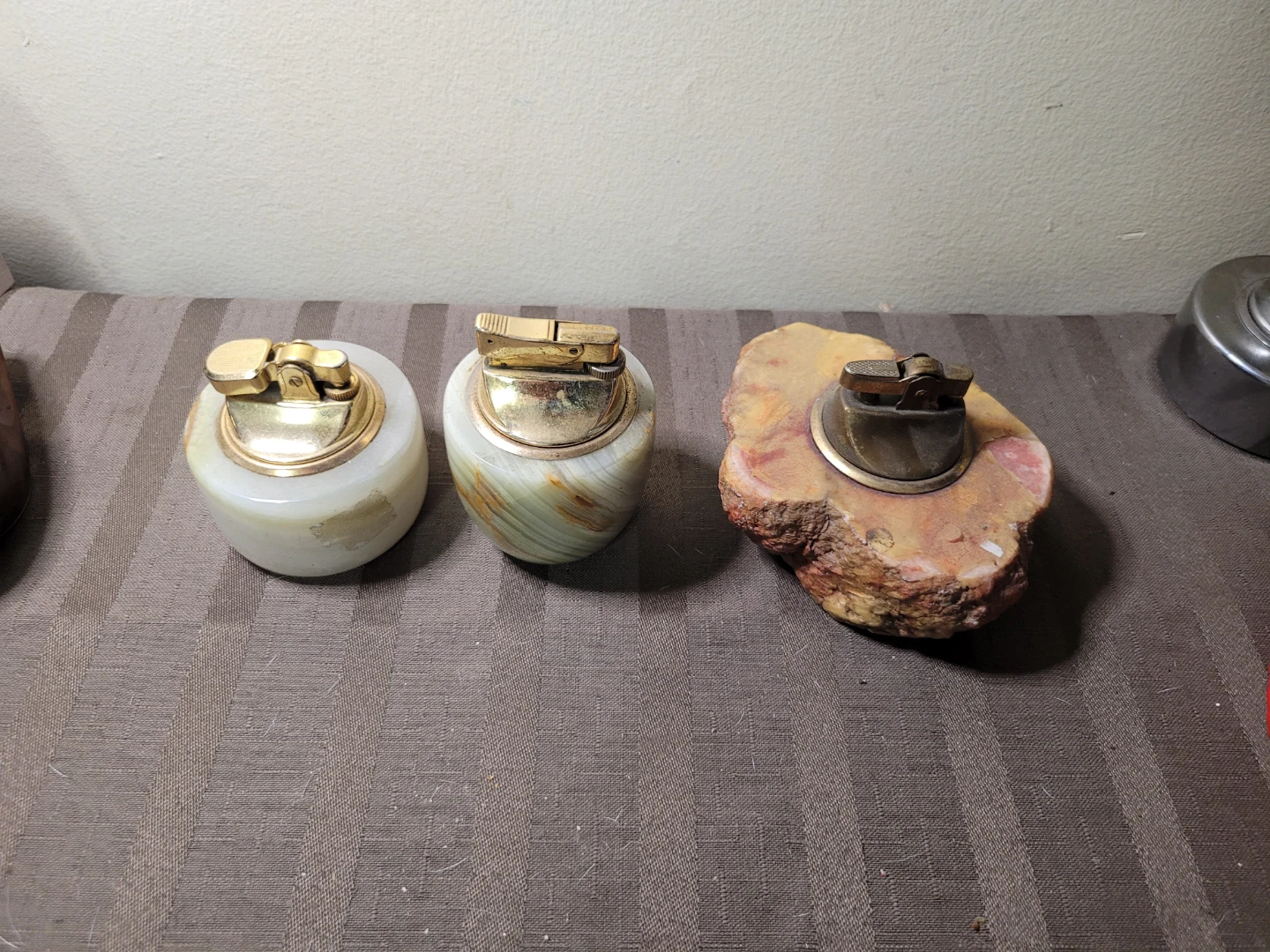 3 Azizoff London Onyx Marble Petrol Butane Table Lighters