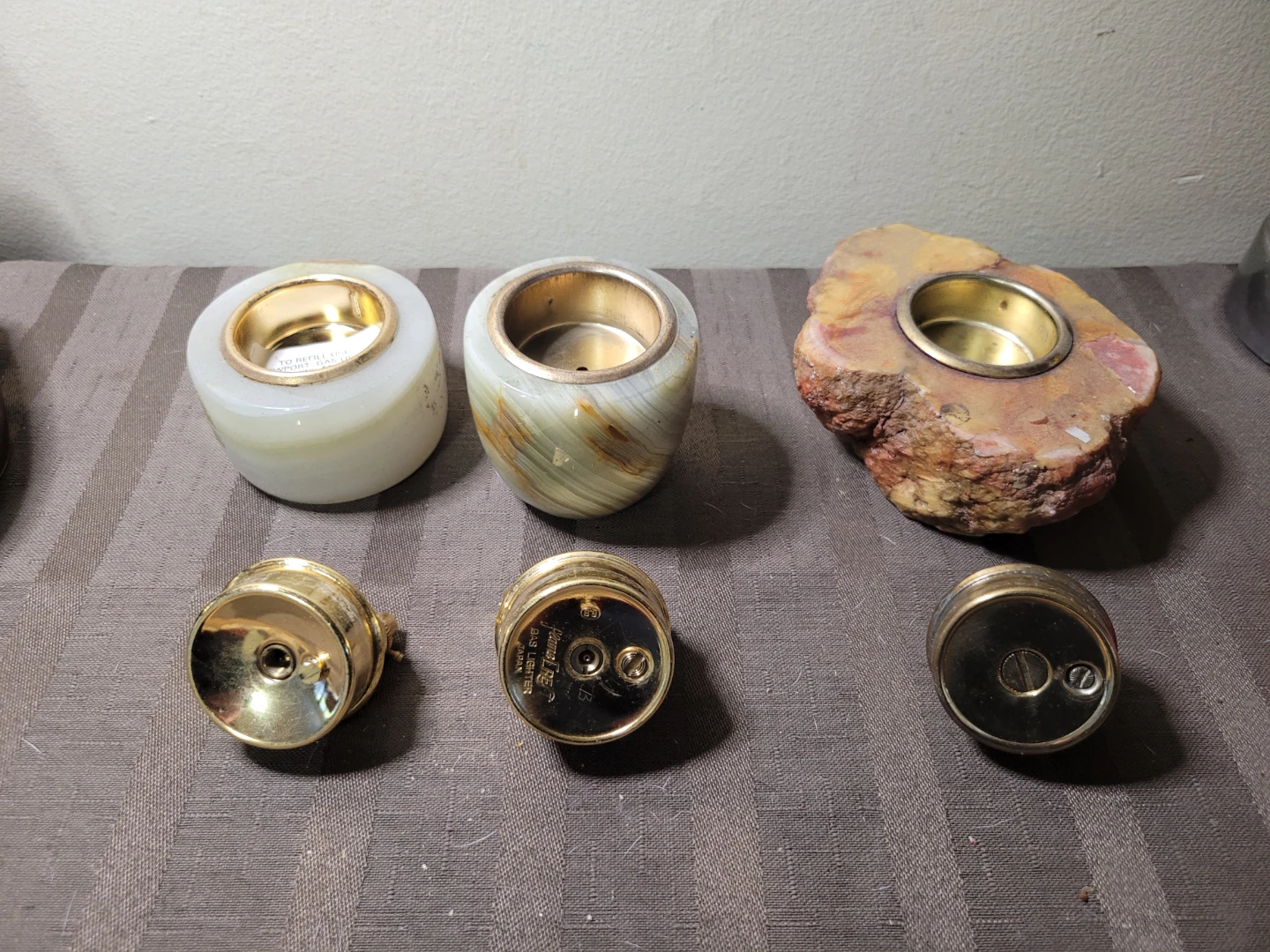 3 Azizoff London Onyx Marble Petrol Butane Table Lighters - photo 2