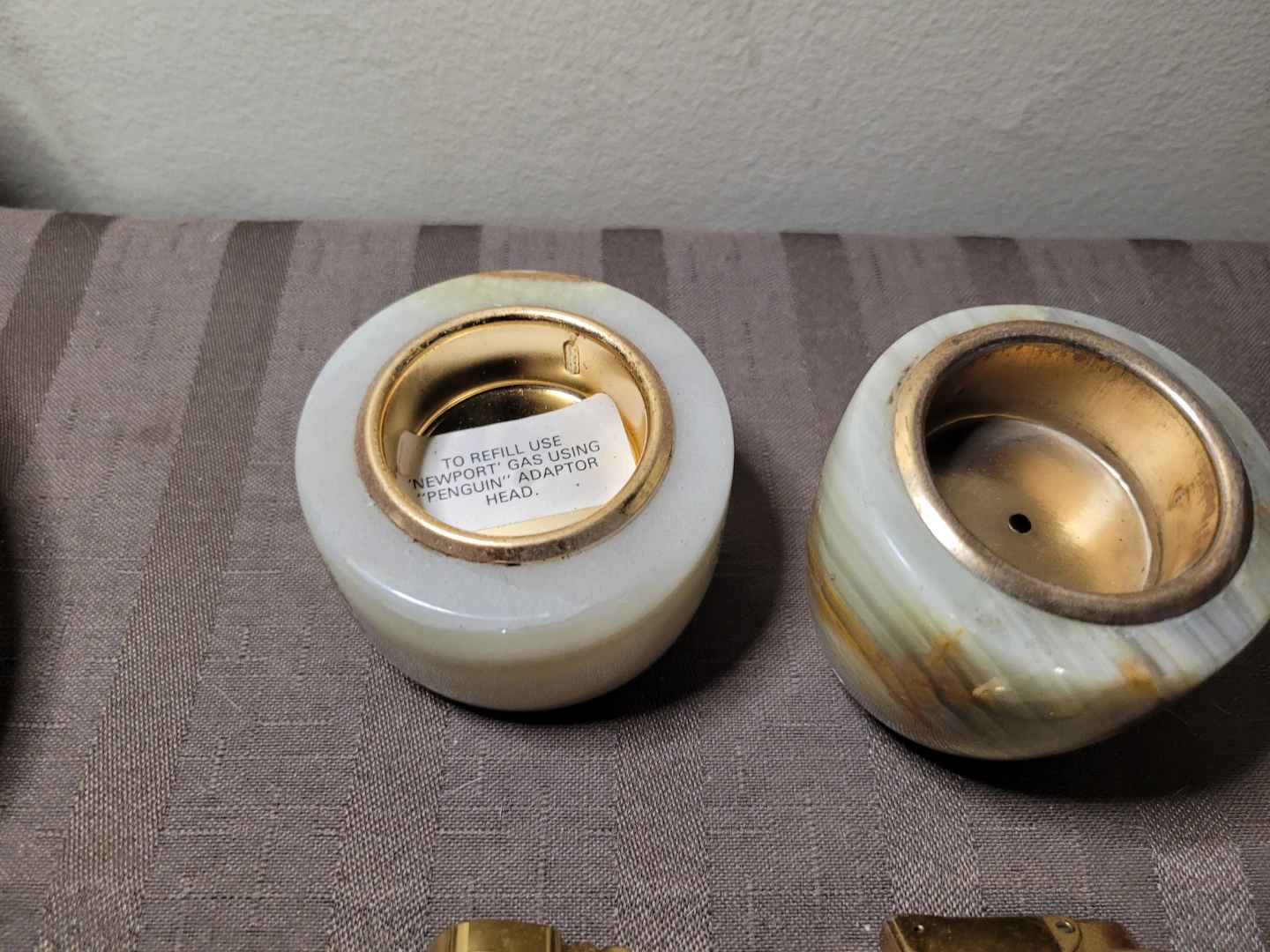 3 Azizoff London Onyx Marble Petrol Butane Table Lighters - photo 3