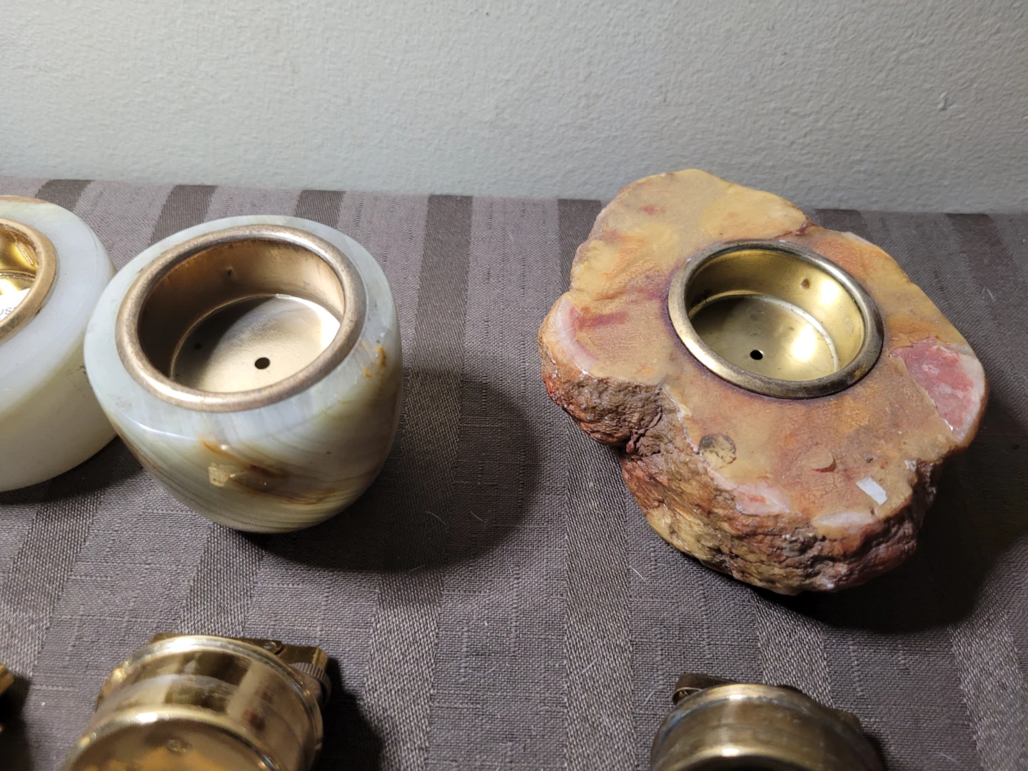3 Azizoff London Onyx Marble Petrol Butane Table Lighters - photo 4