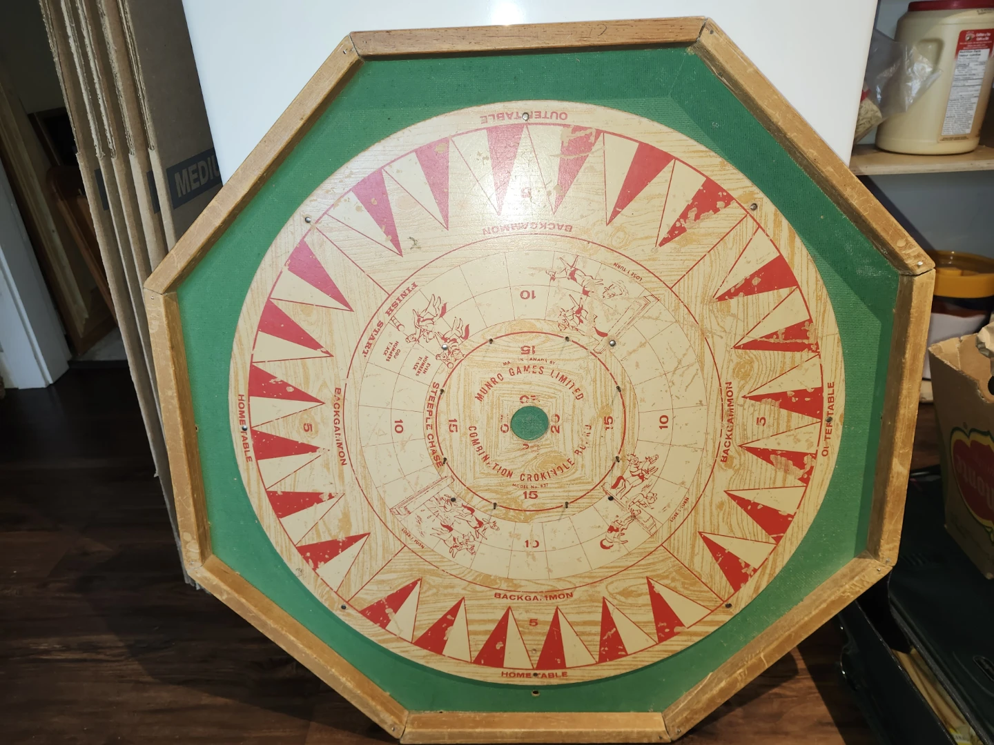 Vintage 8-Game Octagonal Game Board