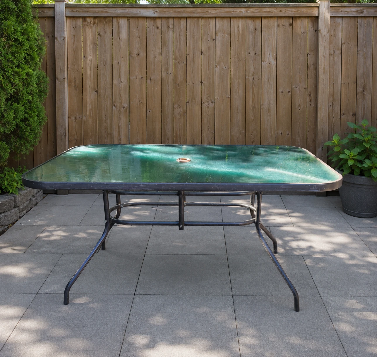 Rectangular Glass Top Patio Table