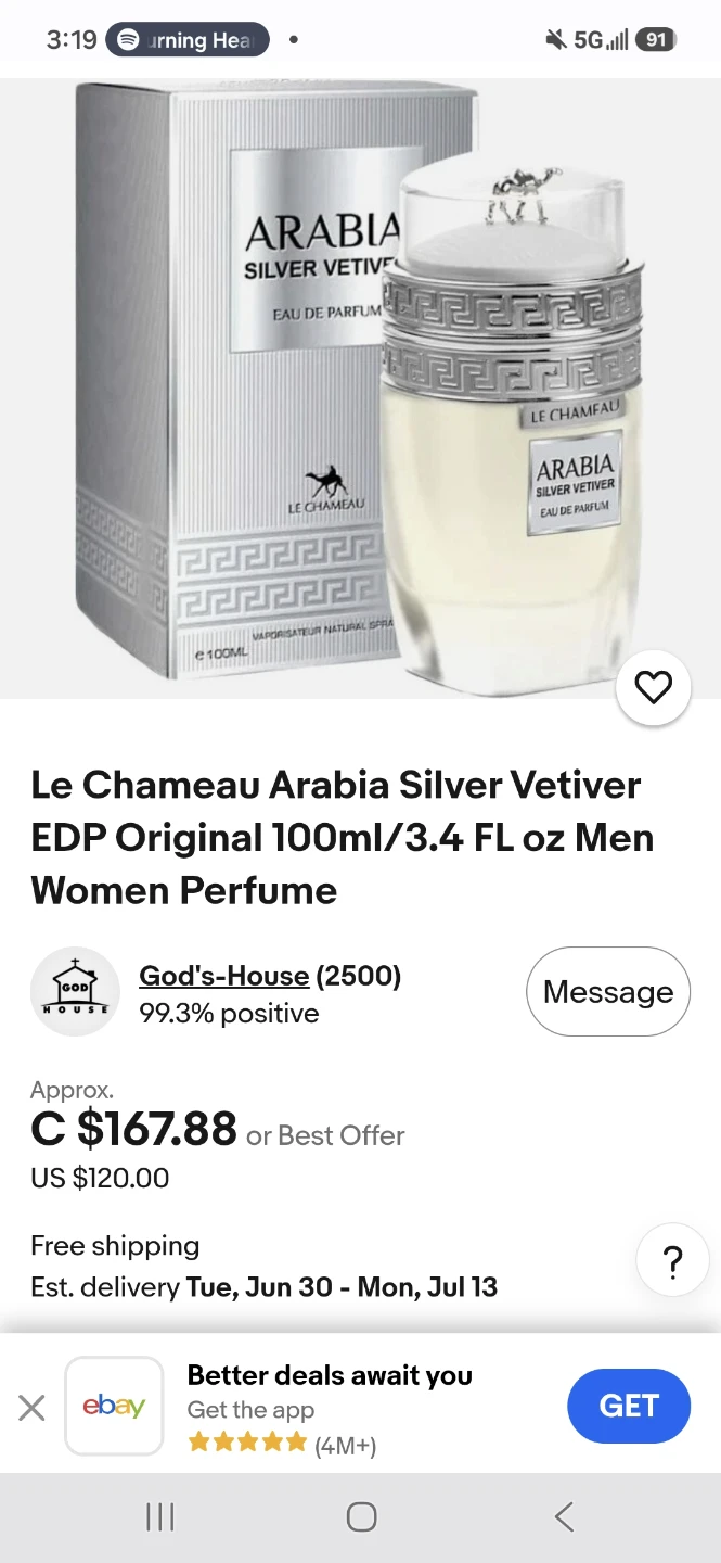 Le Chameau Arabia Silver Vetiver EDP Perfume 100ml