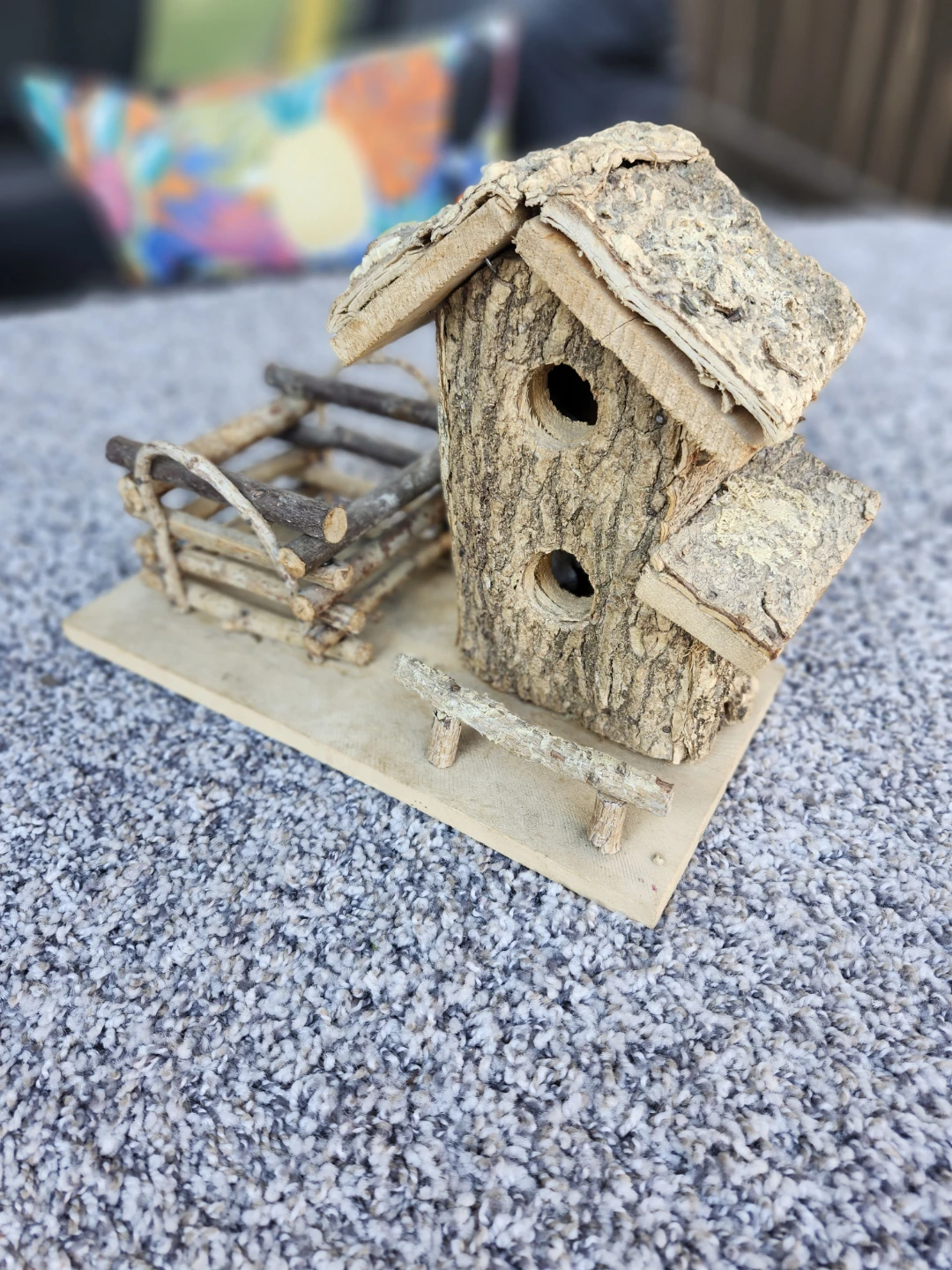 Rustic Birdhouse with Fenced Area