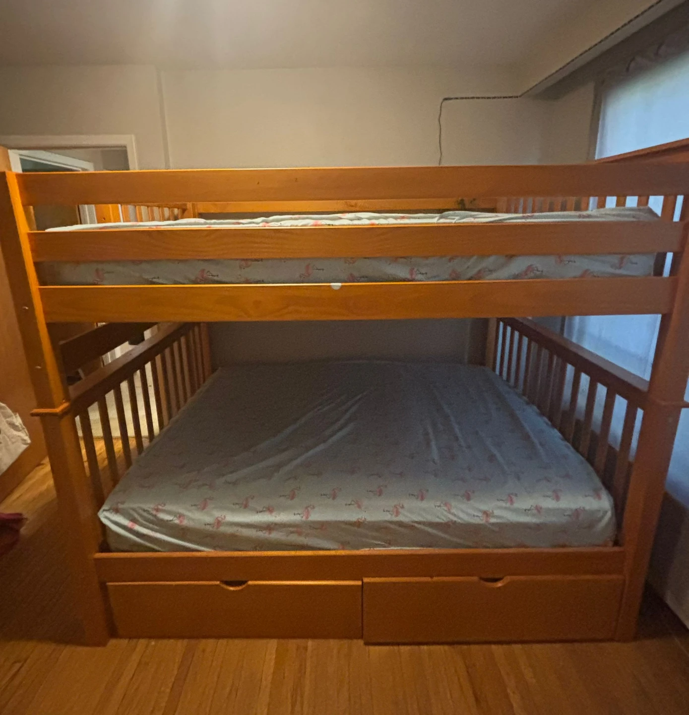 Solid wood double bunk beds with storage trundle and shelf - photo 3