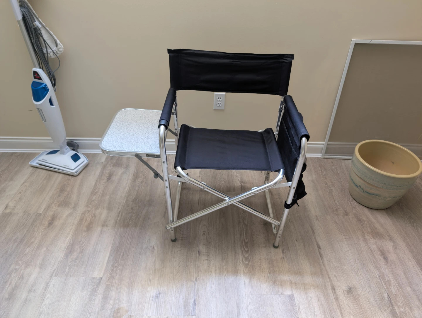 Black Director's Chair with Side Table