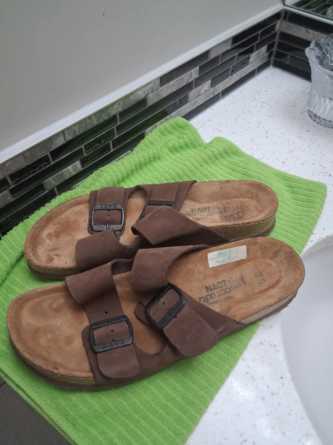 NAOT Brown Suede Two-Strap Sandals. SIZE 42 (L 11)