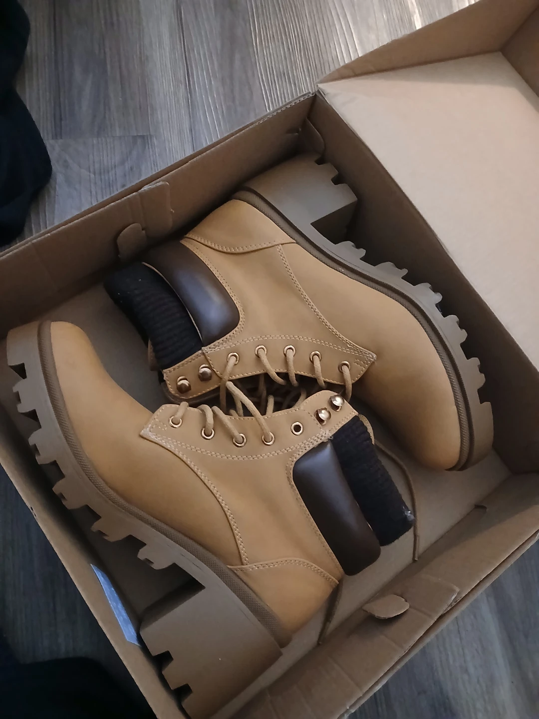 JUSTFAB Tan Leather Brown Habathia Booties - Size 8