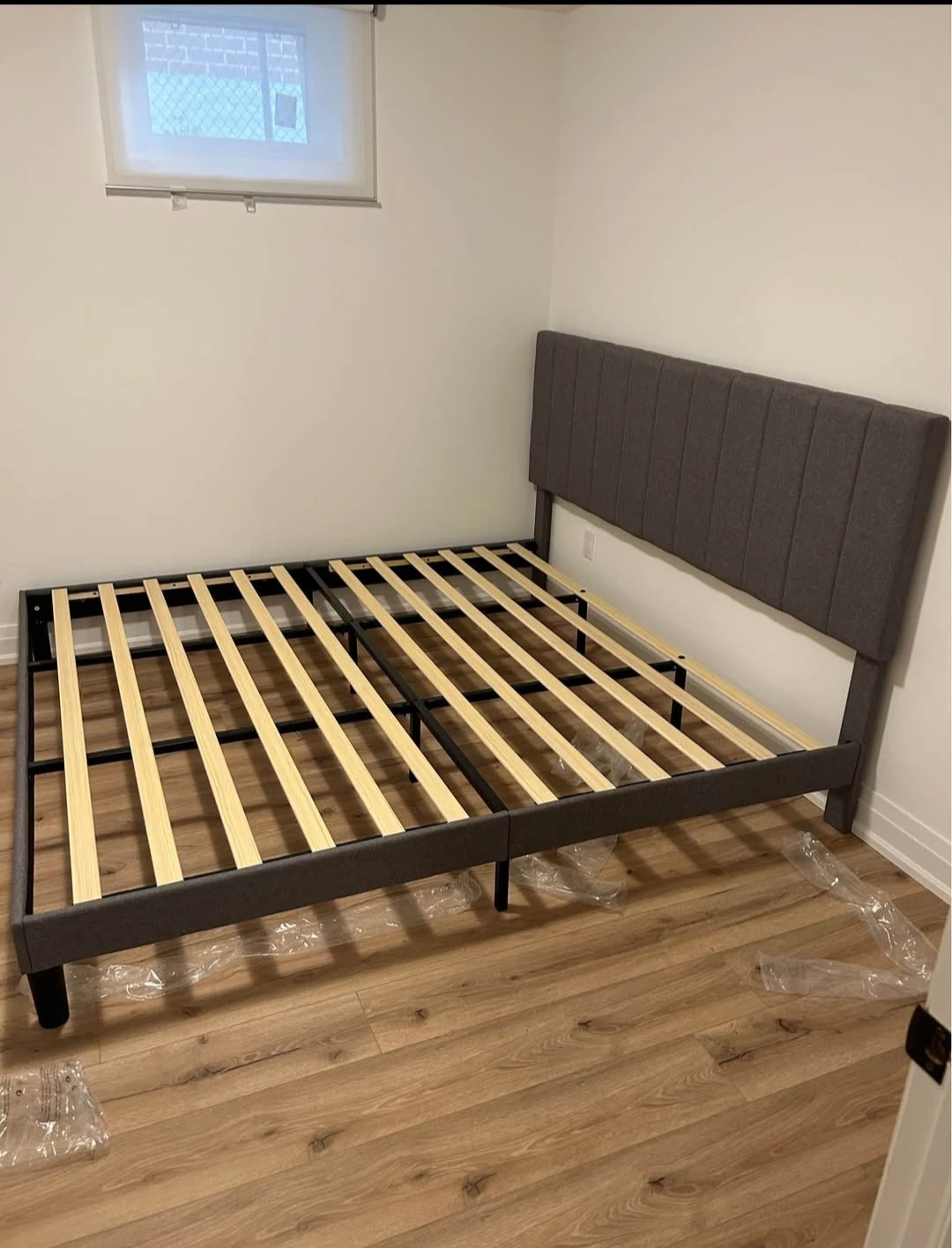 Grey Upholstered Queen Bed Frame with Headboard - photo 2