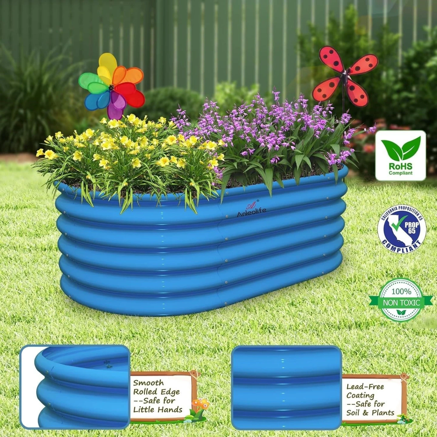 Anleolife Raised Garden Bed - Blue