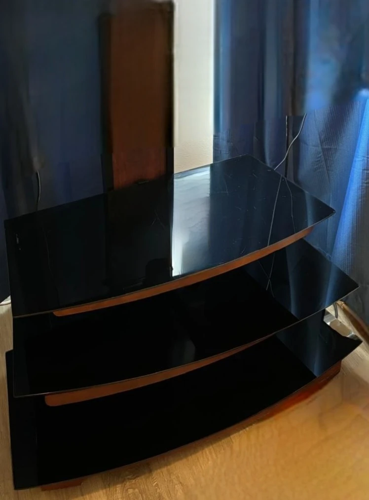 TV Stand with 3 Black Glass Shelves