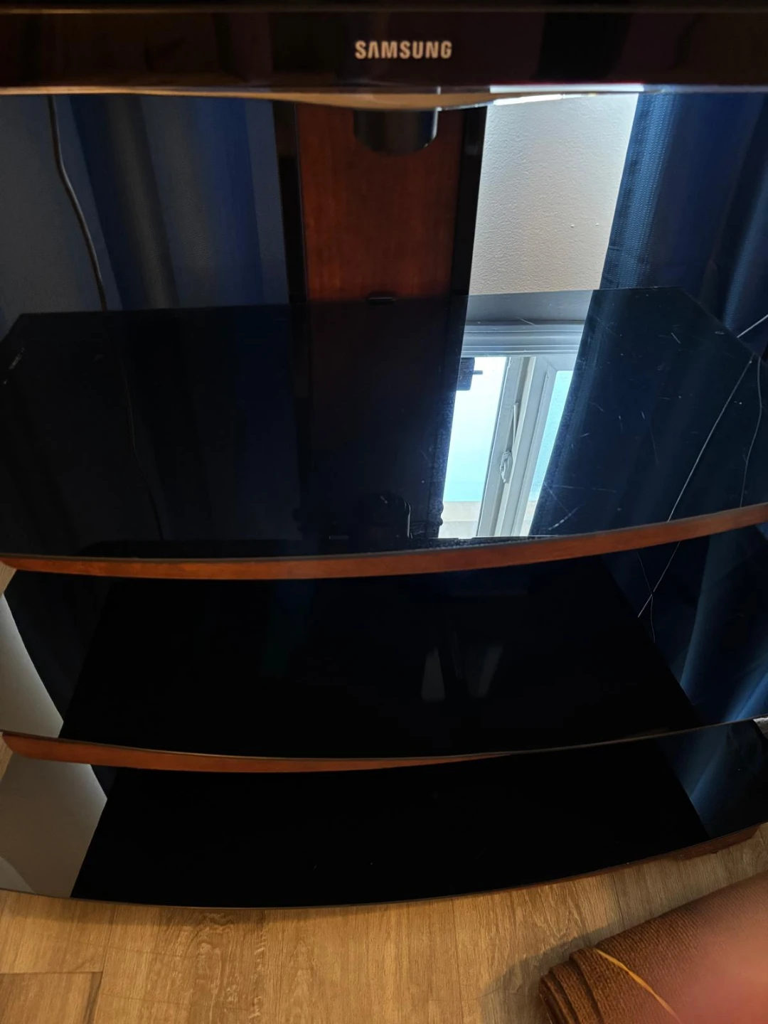 TV Stand with 3 Black Glass Shelves - photo 2