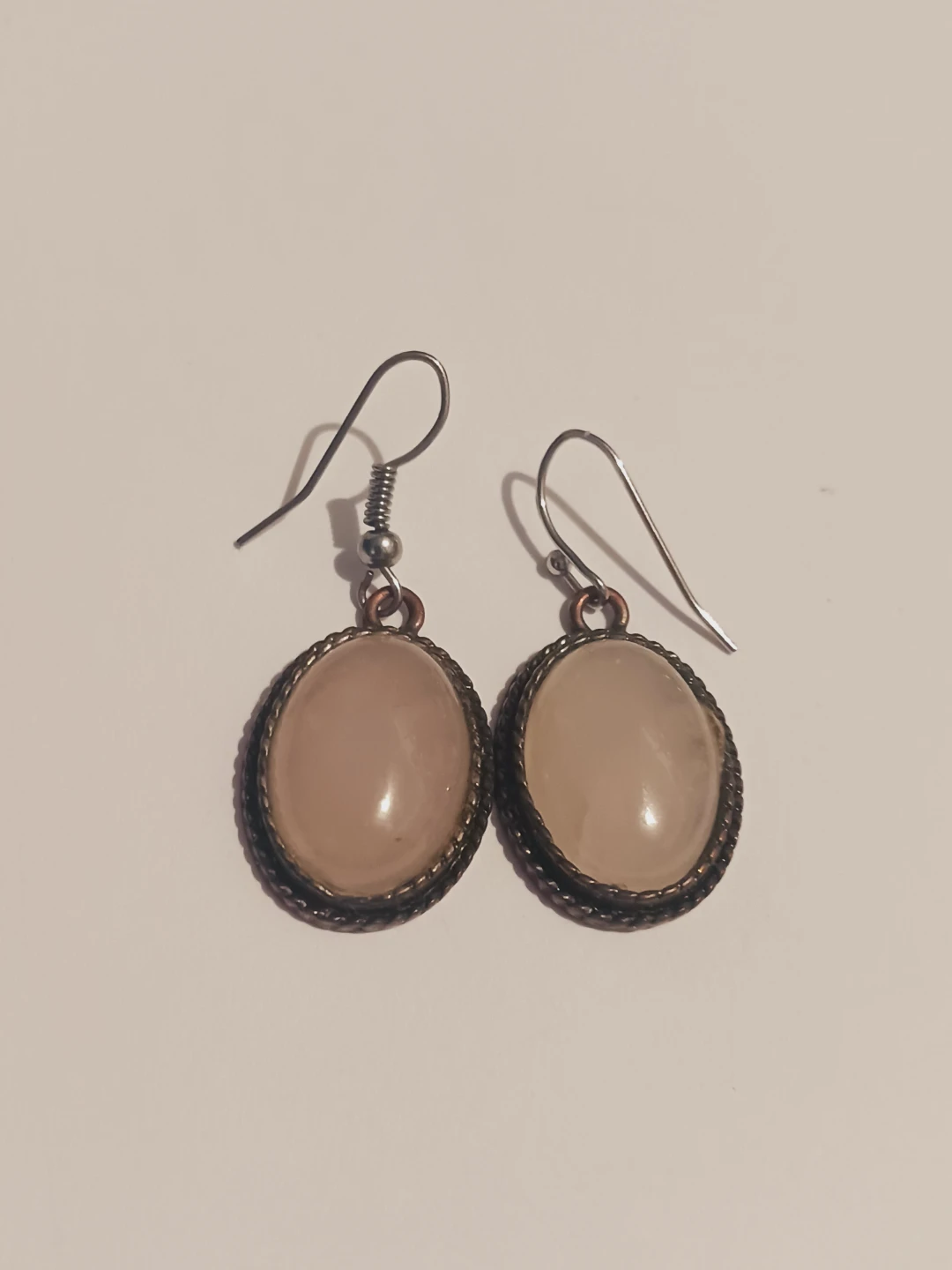 Beautiful Rose Quartz Oval Earrings - photo 2