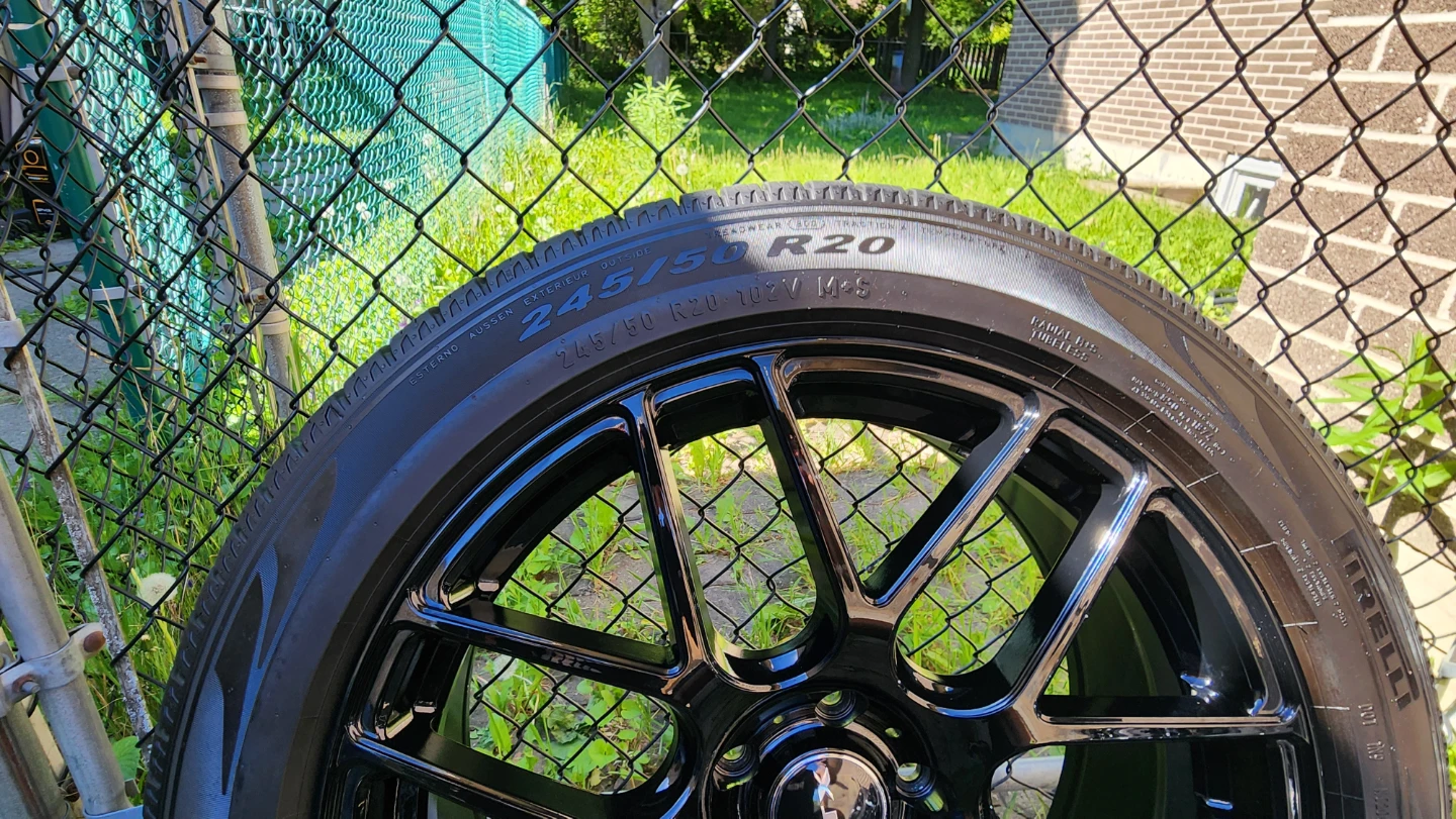 Set of 4 Gloss Black Rims with Pirelli Tires - photo 3