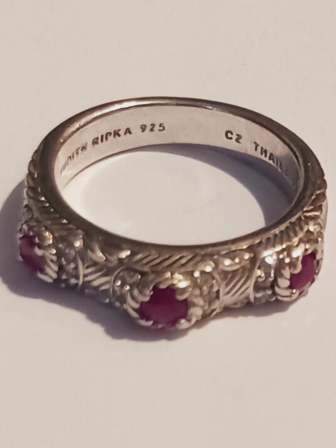JUDITH RIPKA 925 Signed Sterling Silver Ruby Ring. 8. - photo 3