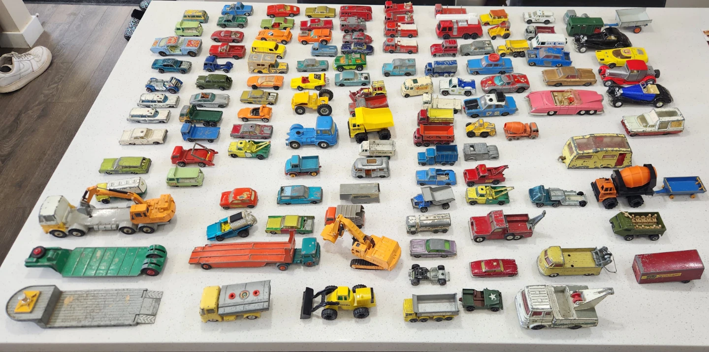 Collection of Die-Cast Toy Cars and Trucks