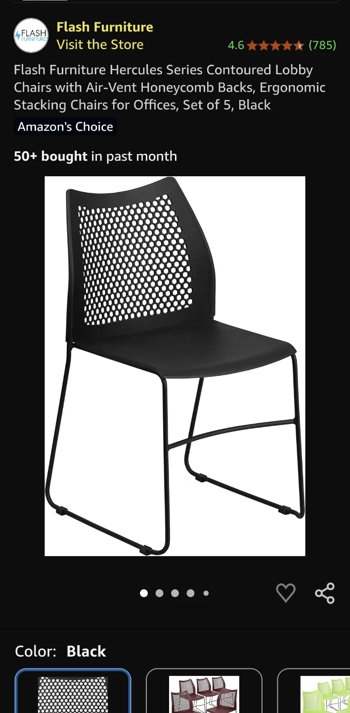 5 Flash Furniture Hercules Series Stackable Chairs