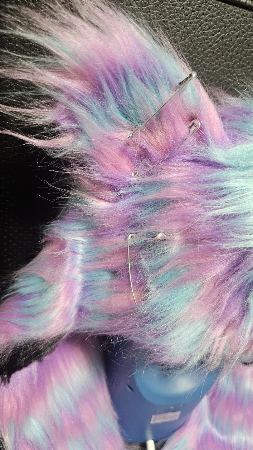 FREE Pastel Pink Blue & Purple Fuzzy Pierced Cat Ear Beanie - photo 2