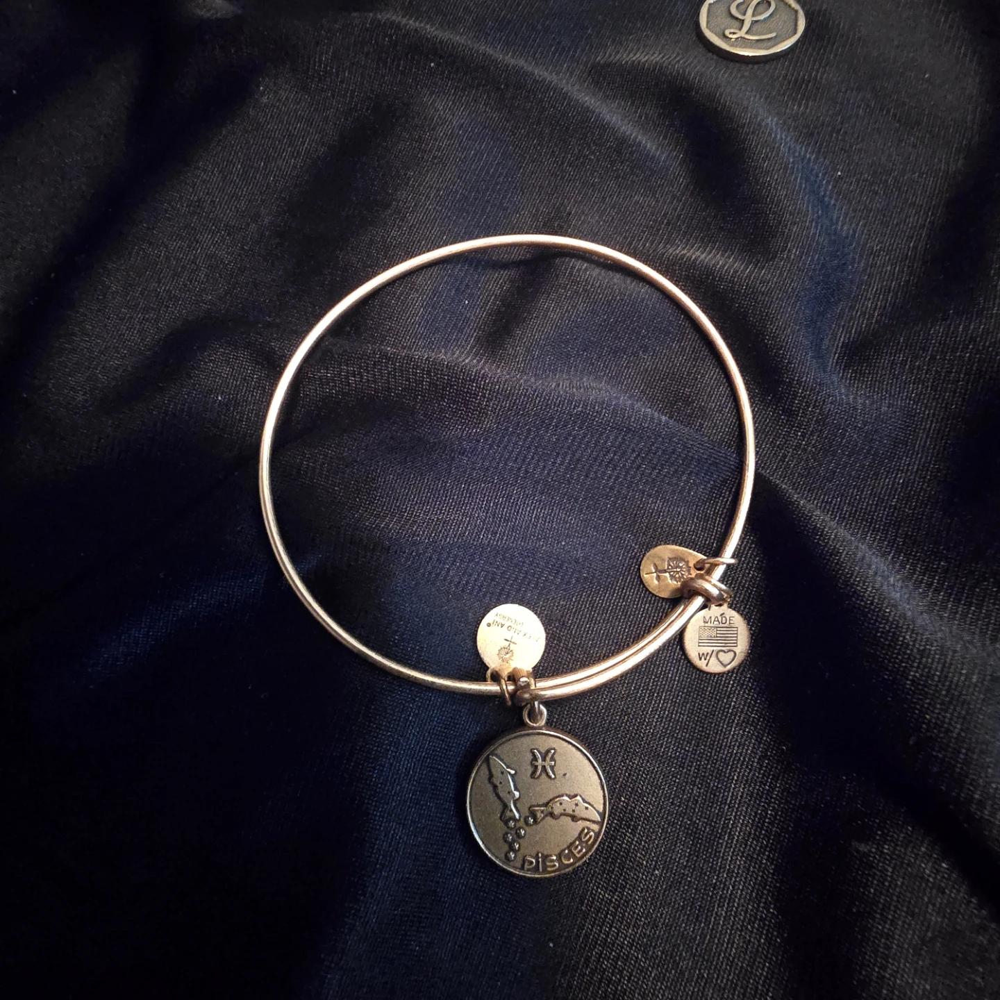 Set of 8 Alex and Ani Initials, Zodiac & Phrase Charm Bangles - photo 3