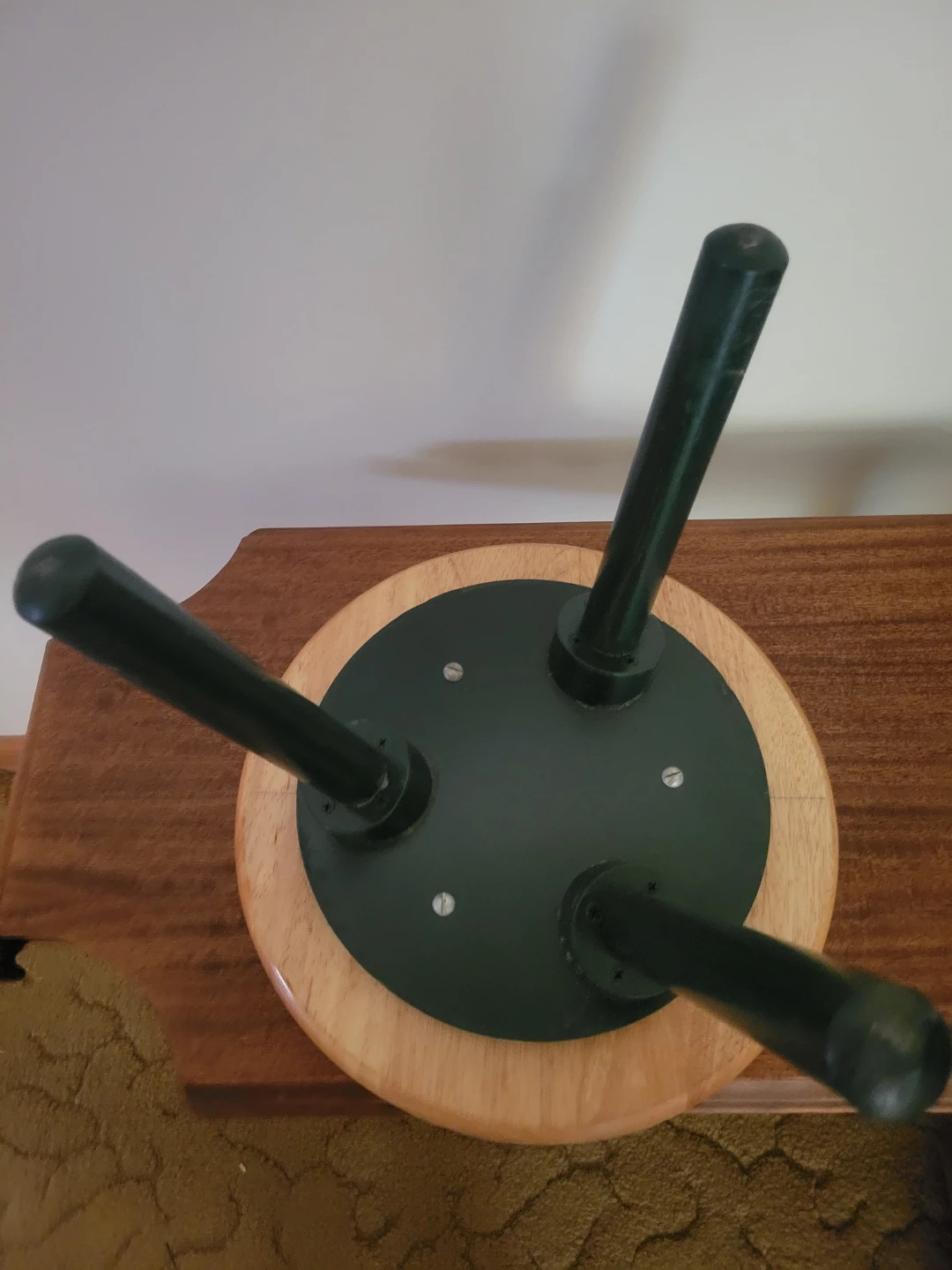Pair of Wooden Stool with Green Legs - photo 3