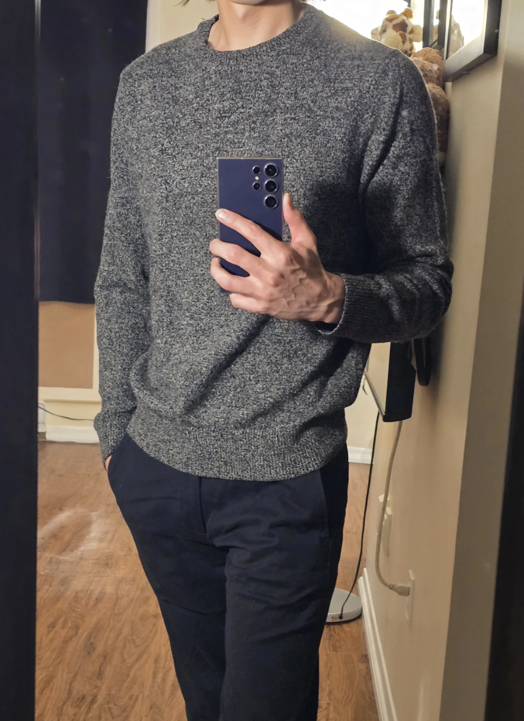 Giordano Grey Speckled Knit Sweater