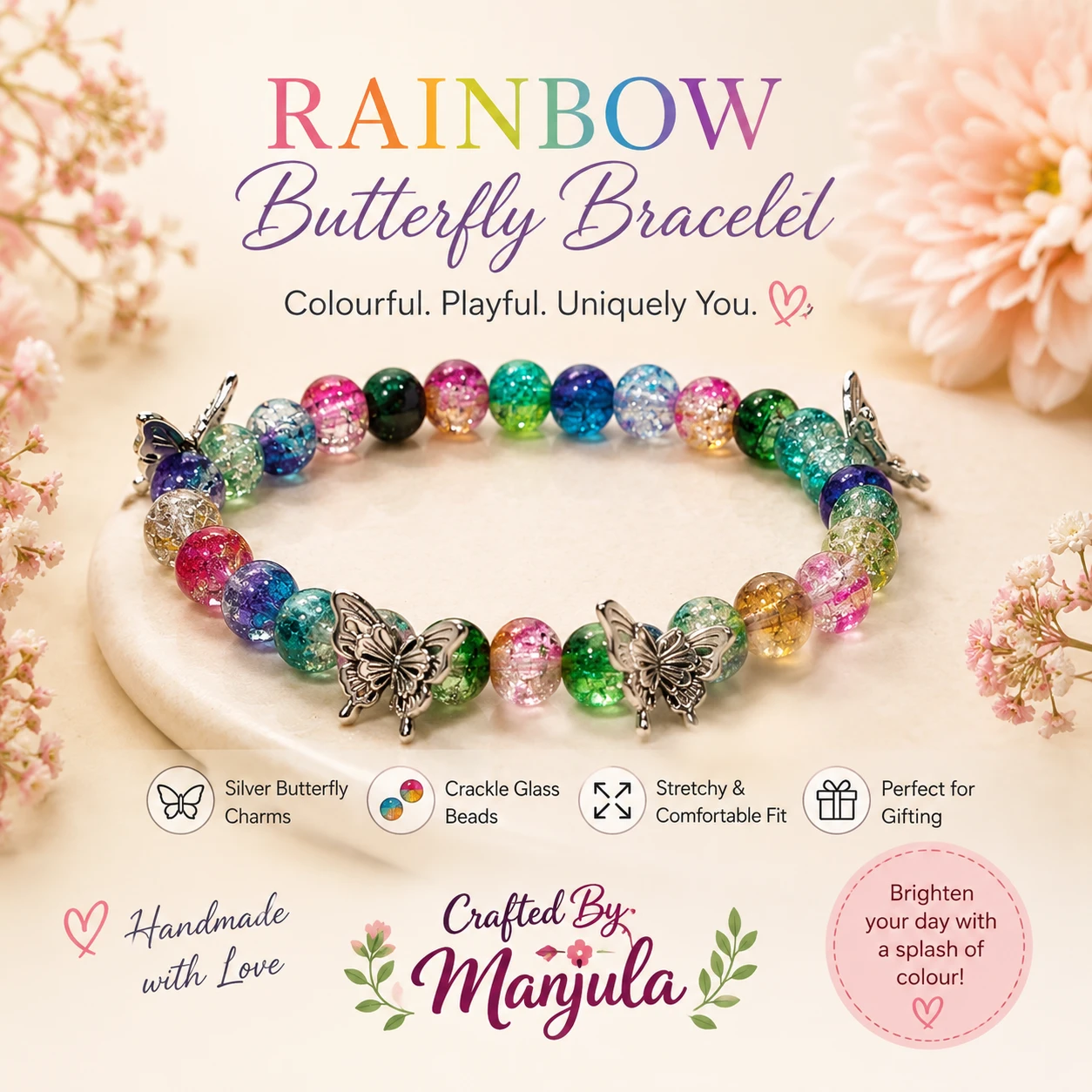 Rainbow Butterfly Bracelet