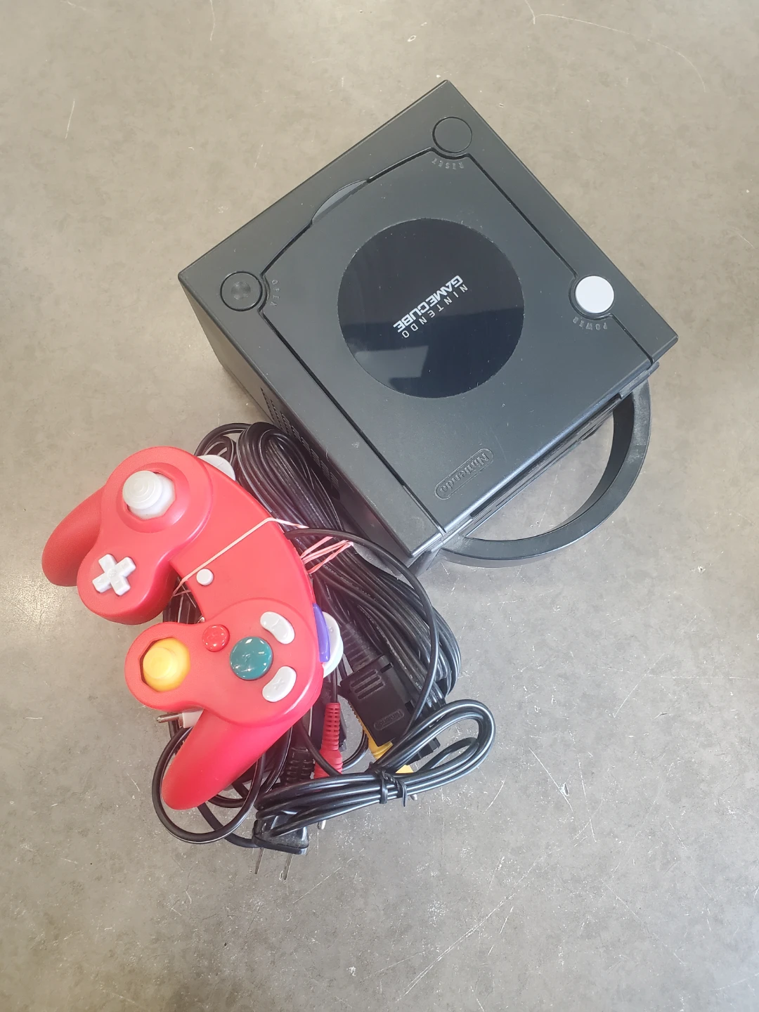 Nintendo GameCube Console with Red Controller