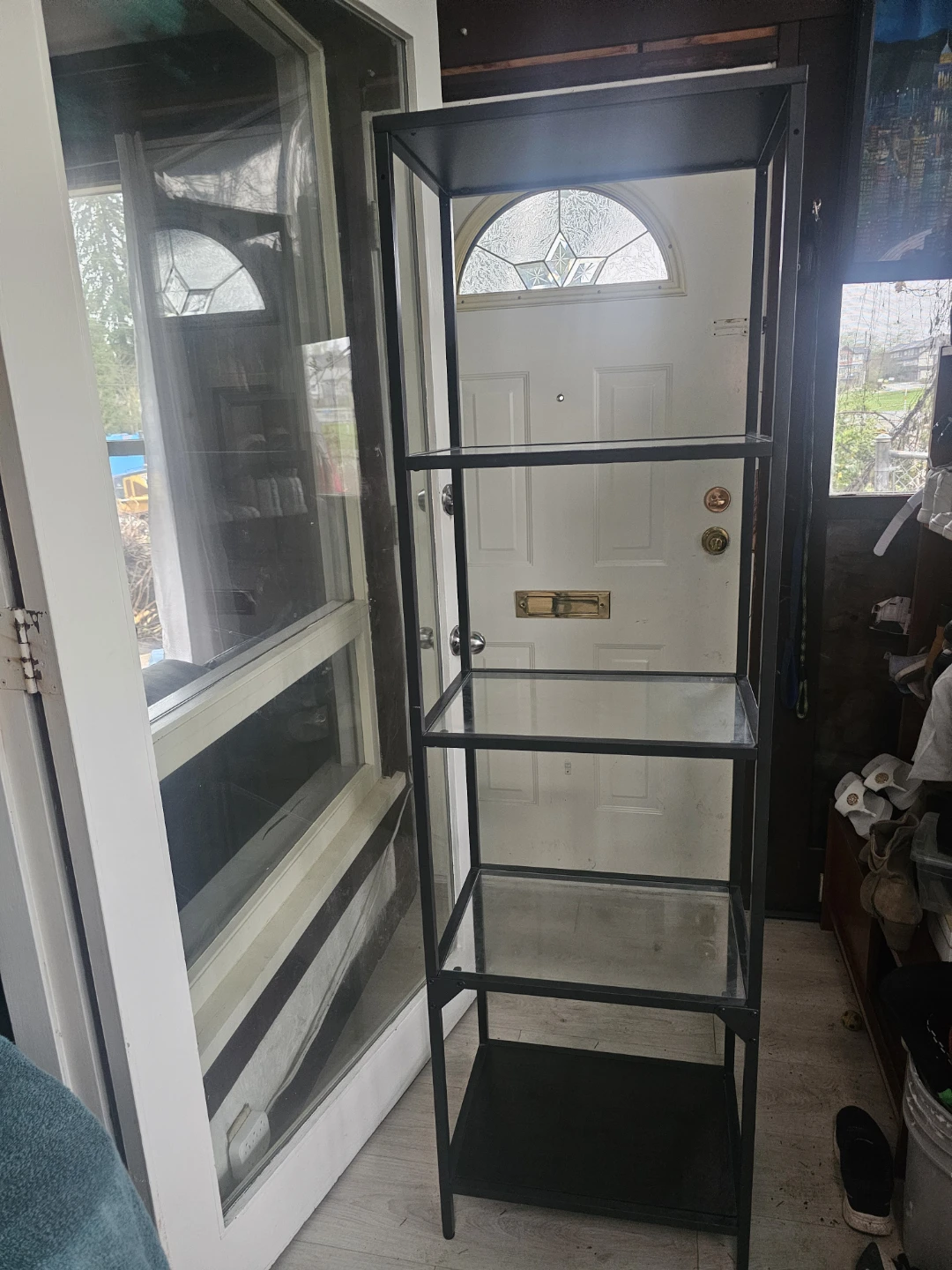 Black Metal and Glass Display Shelf