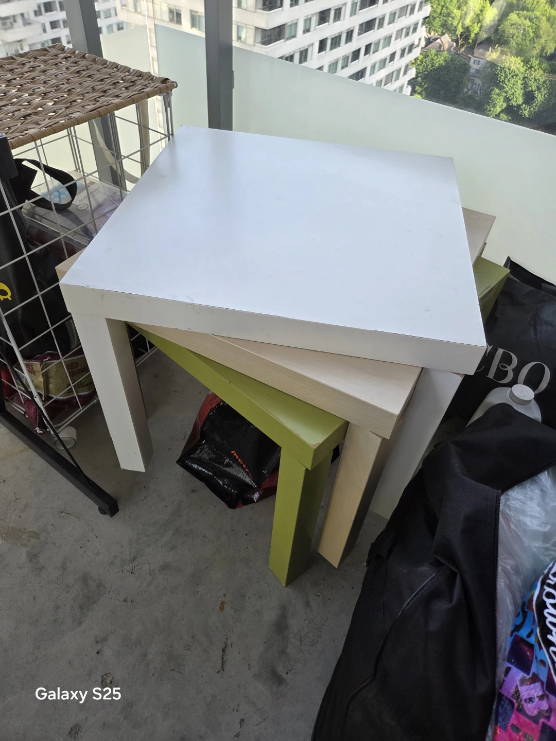 White square side table three tables