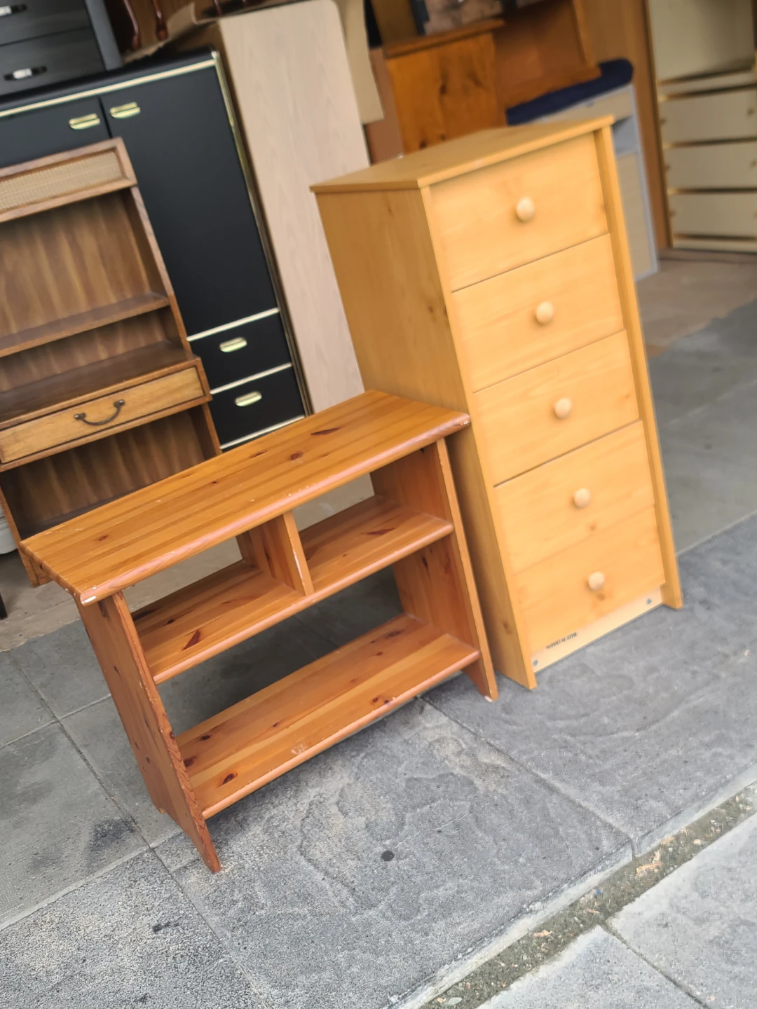 5- Wood Dresser and Shelving Unit