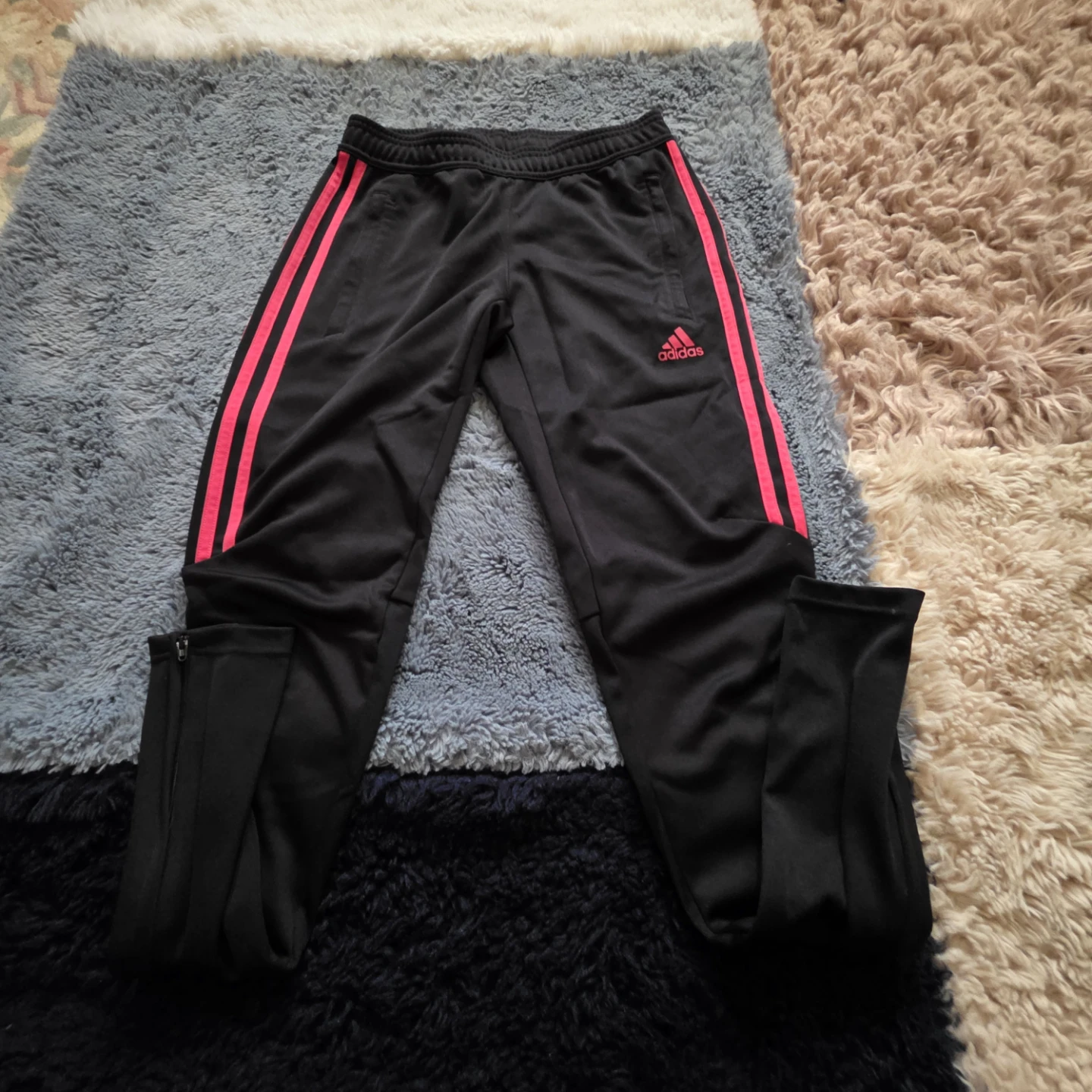 Adidas Black Track Pants with Pink Stripes - photo 2