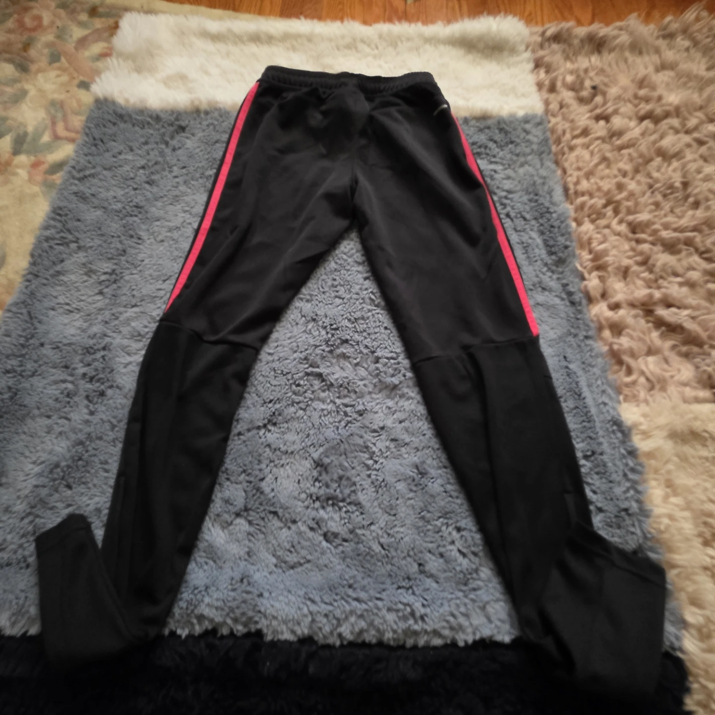 Adidas Black Track Pants with Pink Stripes - photo 3
