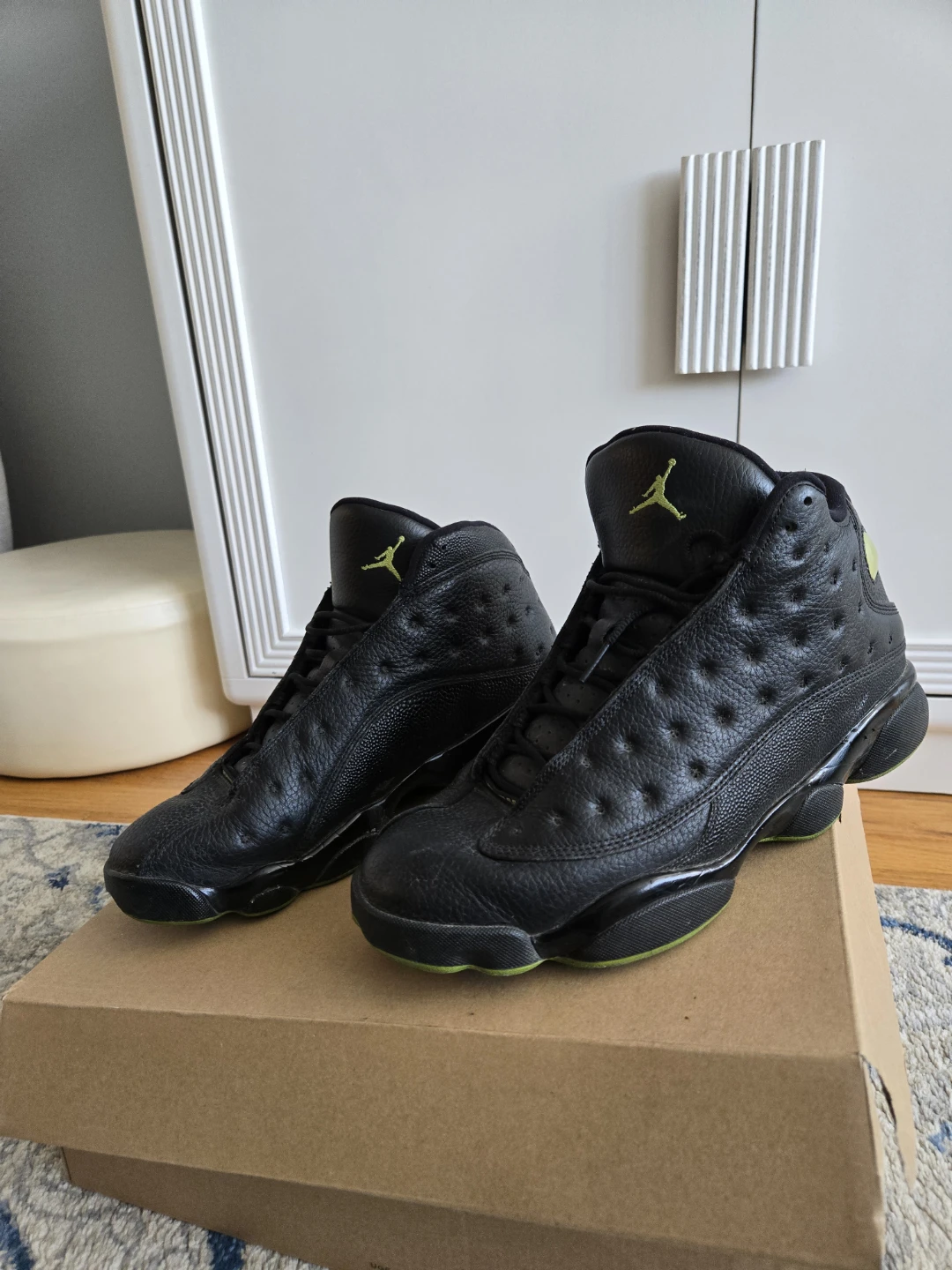 Air Jordan 13 Retro Black Lime Green Men's Shoes